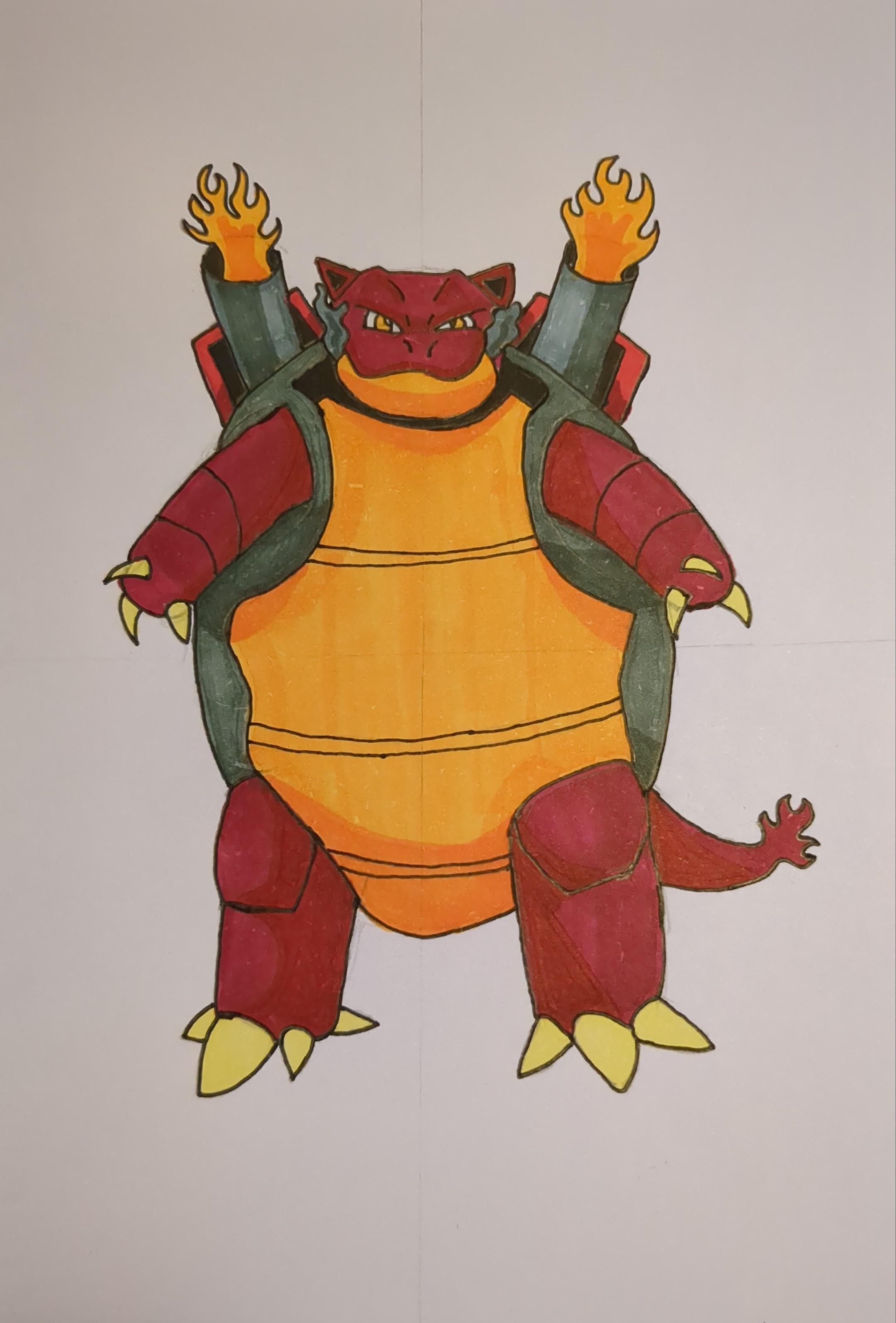 Fire Type Blastoise drawing by me r/pokemon
