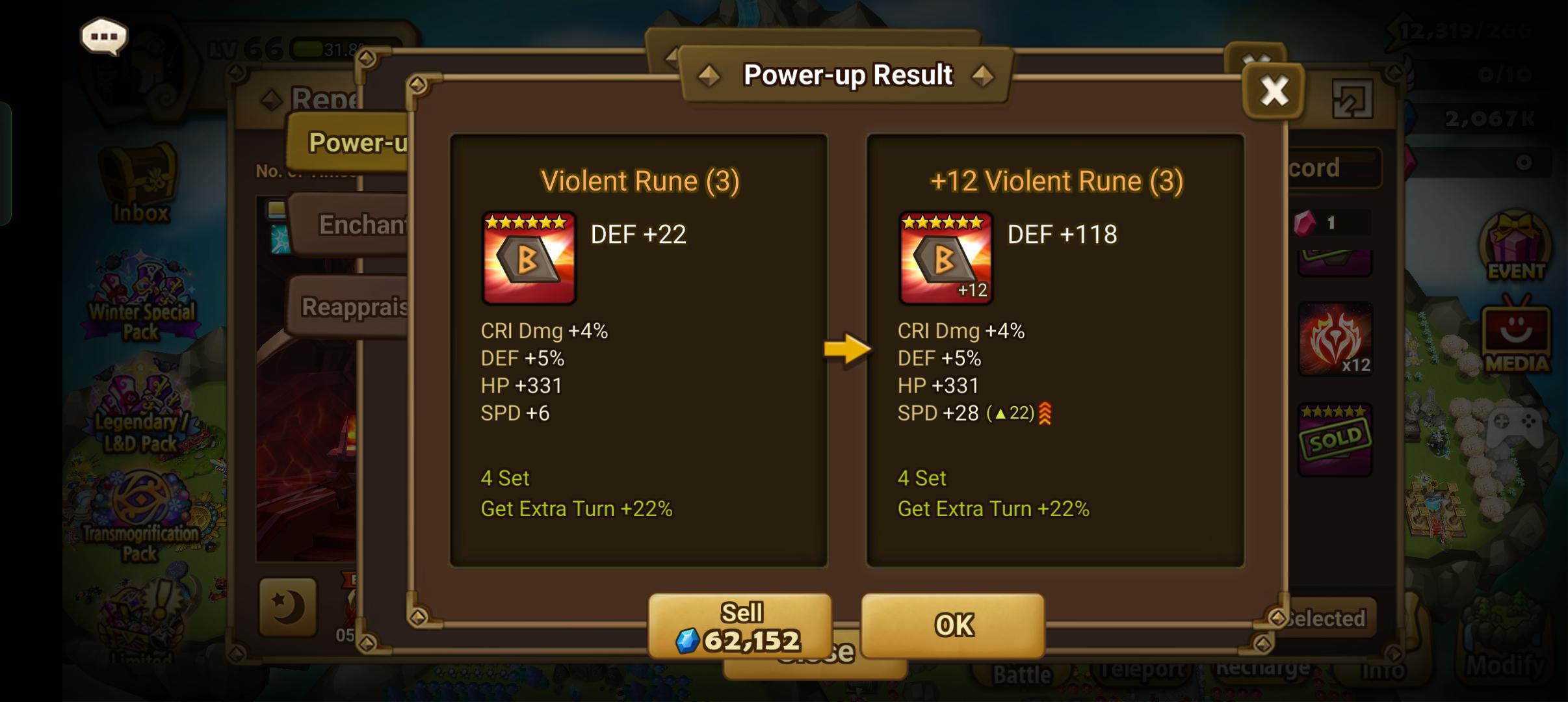 4 rolls violent rune r/summonerswar