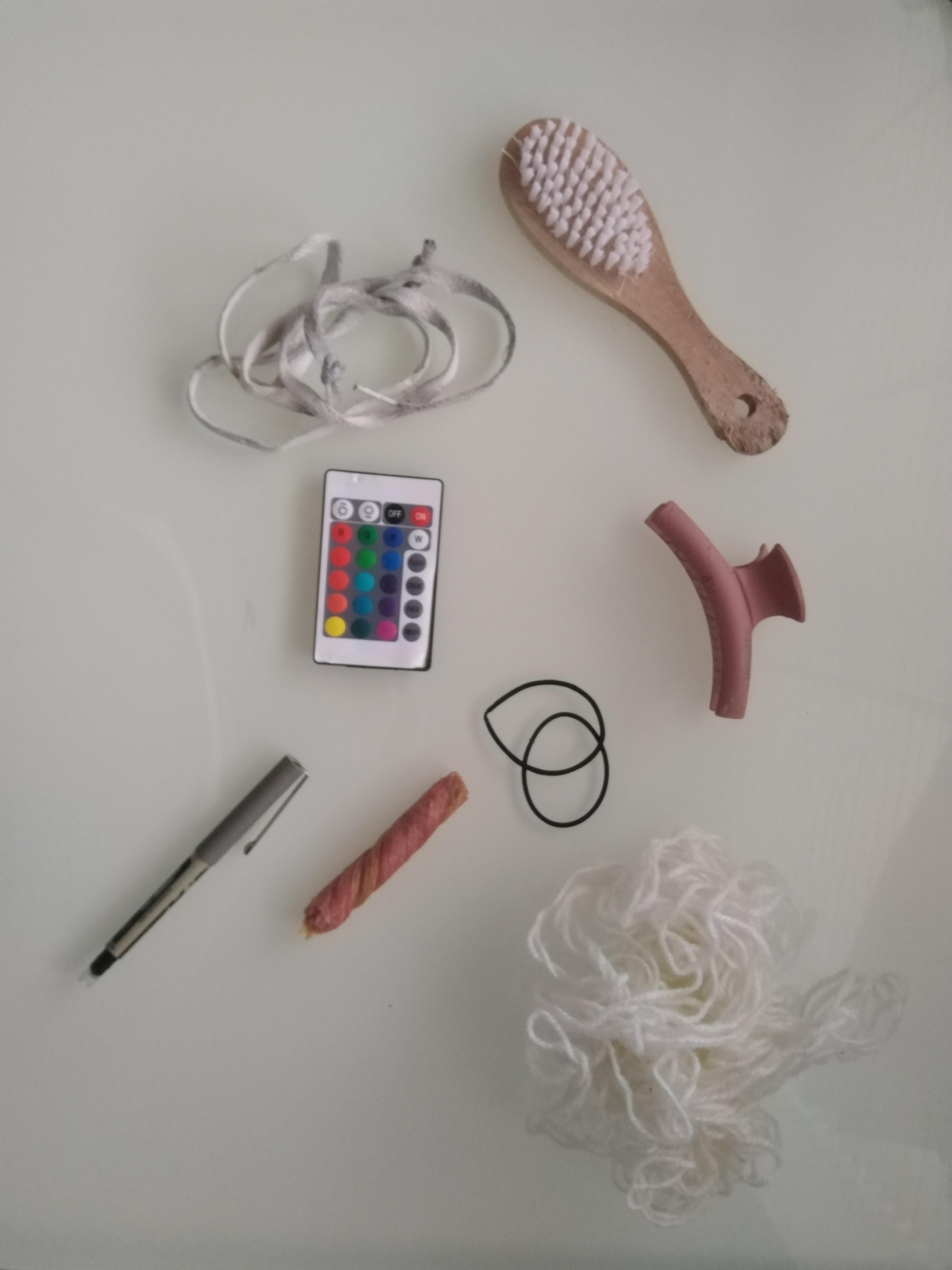 My puppy's secret stash of cool items under the bed. Interesting to see