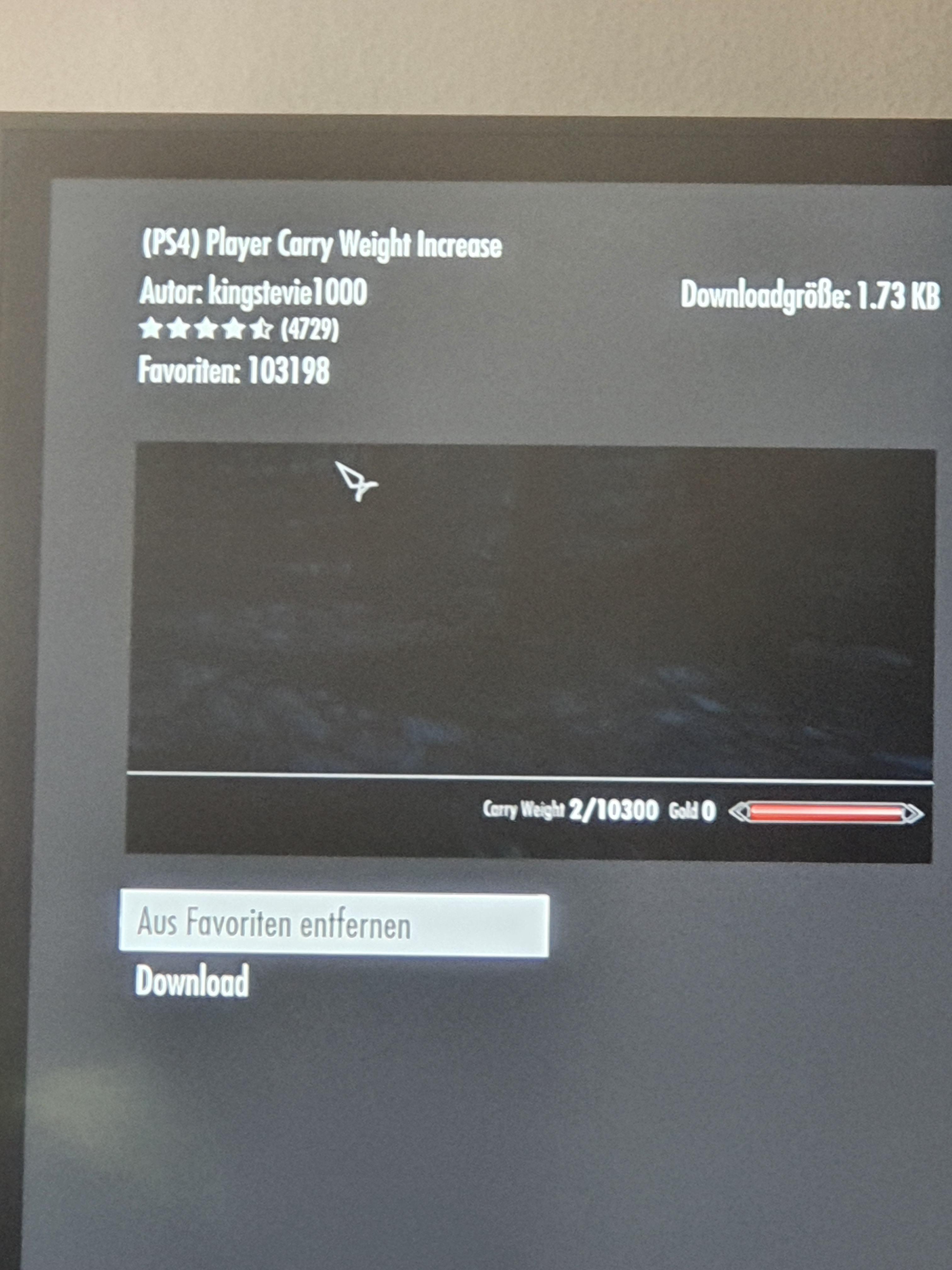 Carry weight mod by kingstevie1000/ Is there any chance to reset