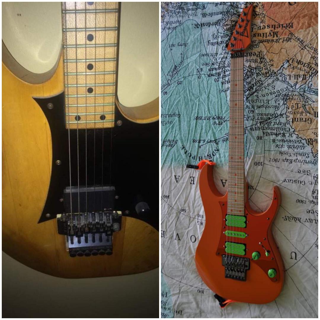 How my 1993 RG550 looked when I got her vs. the makeover. r/Ibanez