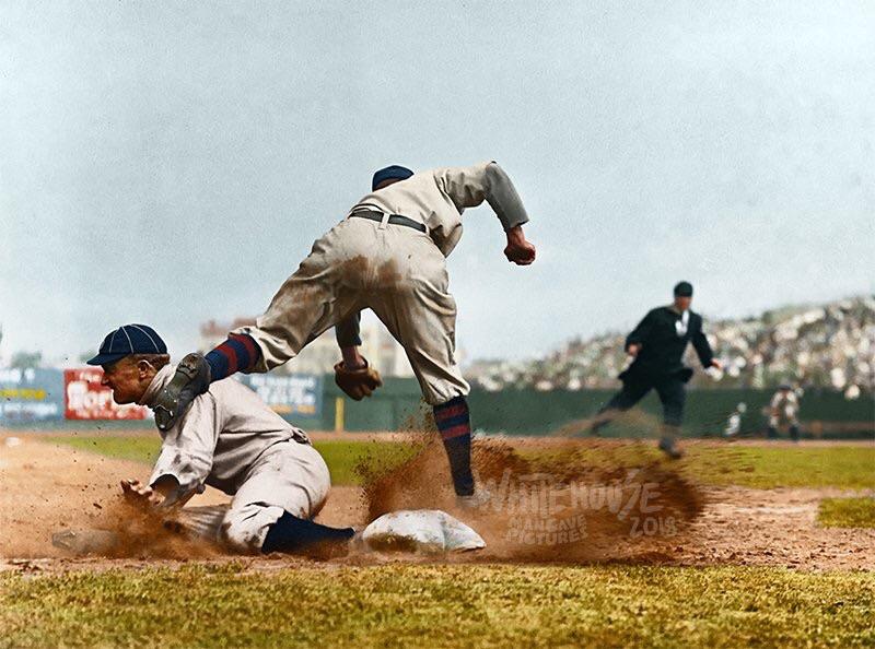 The most famous photo in baseball history colorized by ManCave