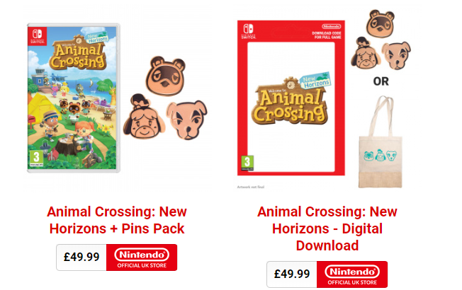 Nintendo UK Offers Digital Copy Of Animal Crossing New Horizons With Physical Bonuses