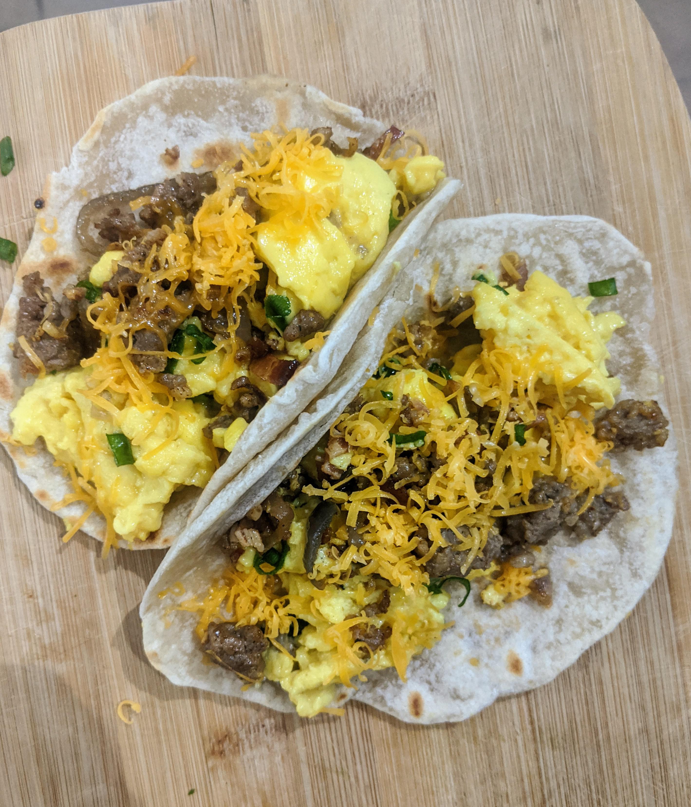 Tried my hand at homemade flour tortillas for breakfast tacos r