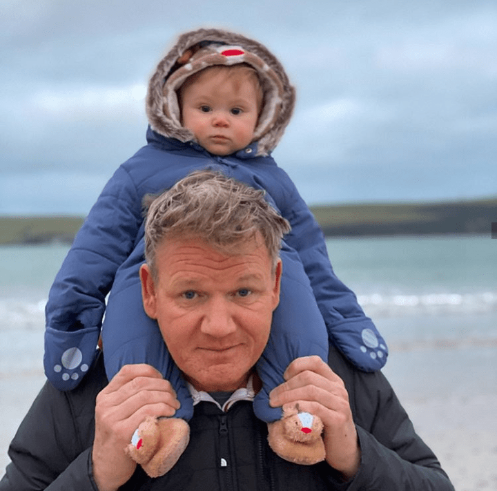 Gordon Ramsay out on a walk at the beach with his son Oscar r/aww