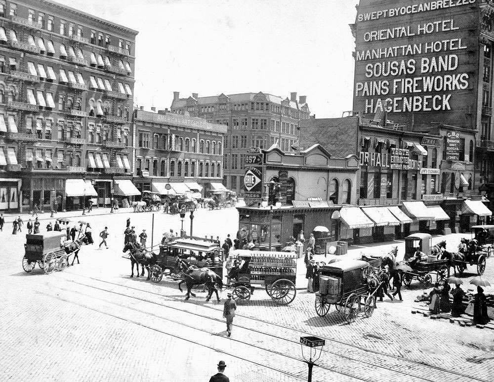 Looking southeast at the intersection of 23rd Street, Broadway, and