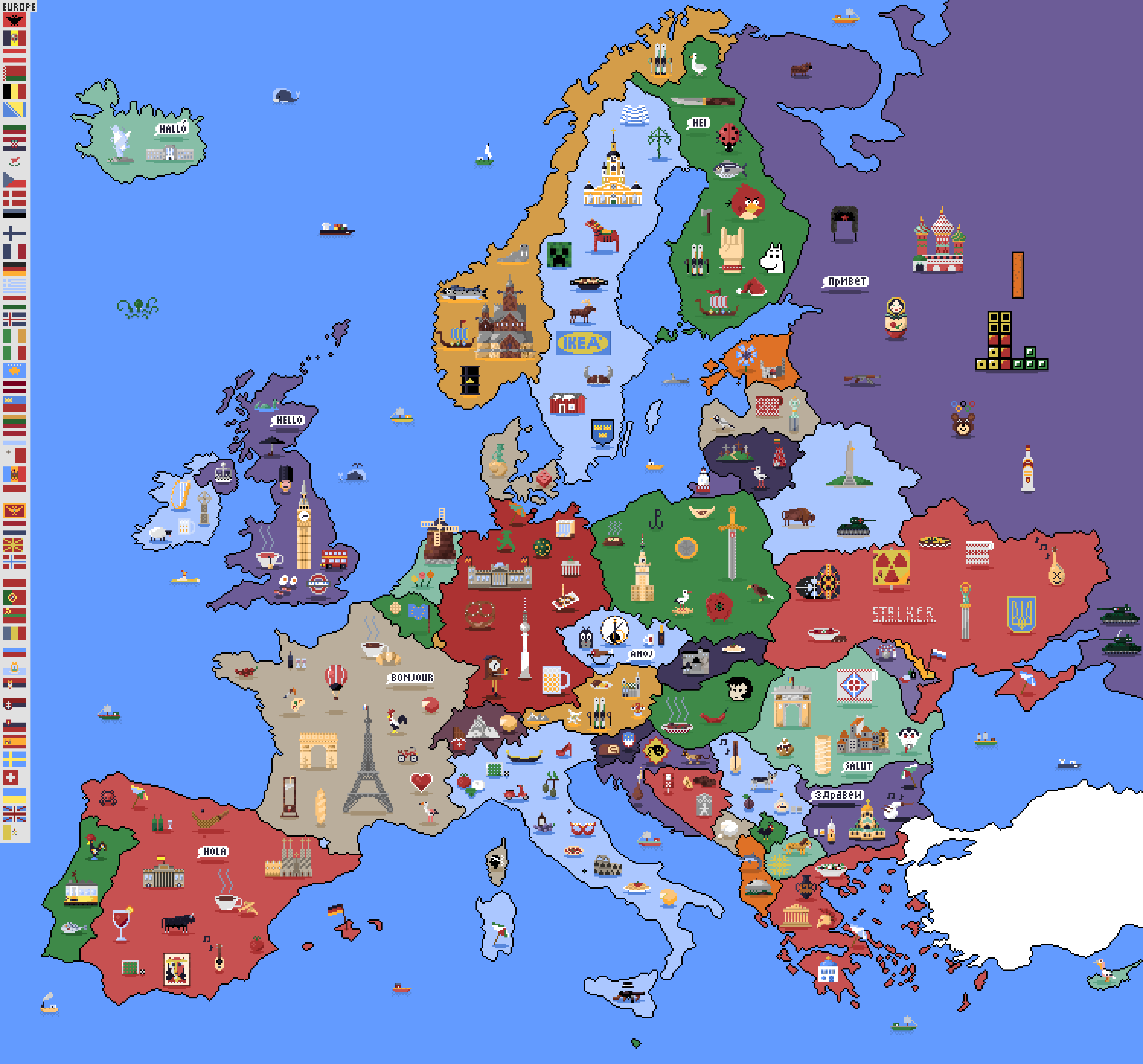 Pixel Map Of Europe Europe as pixel art europe