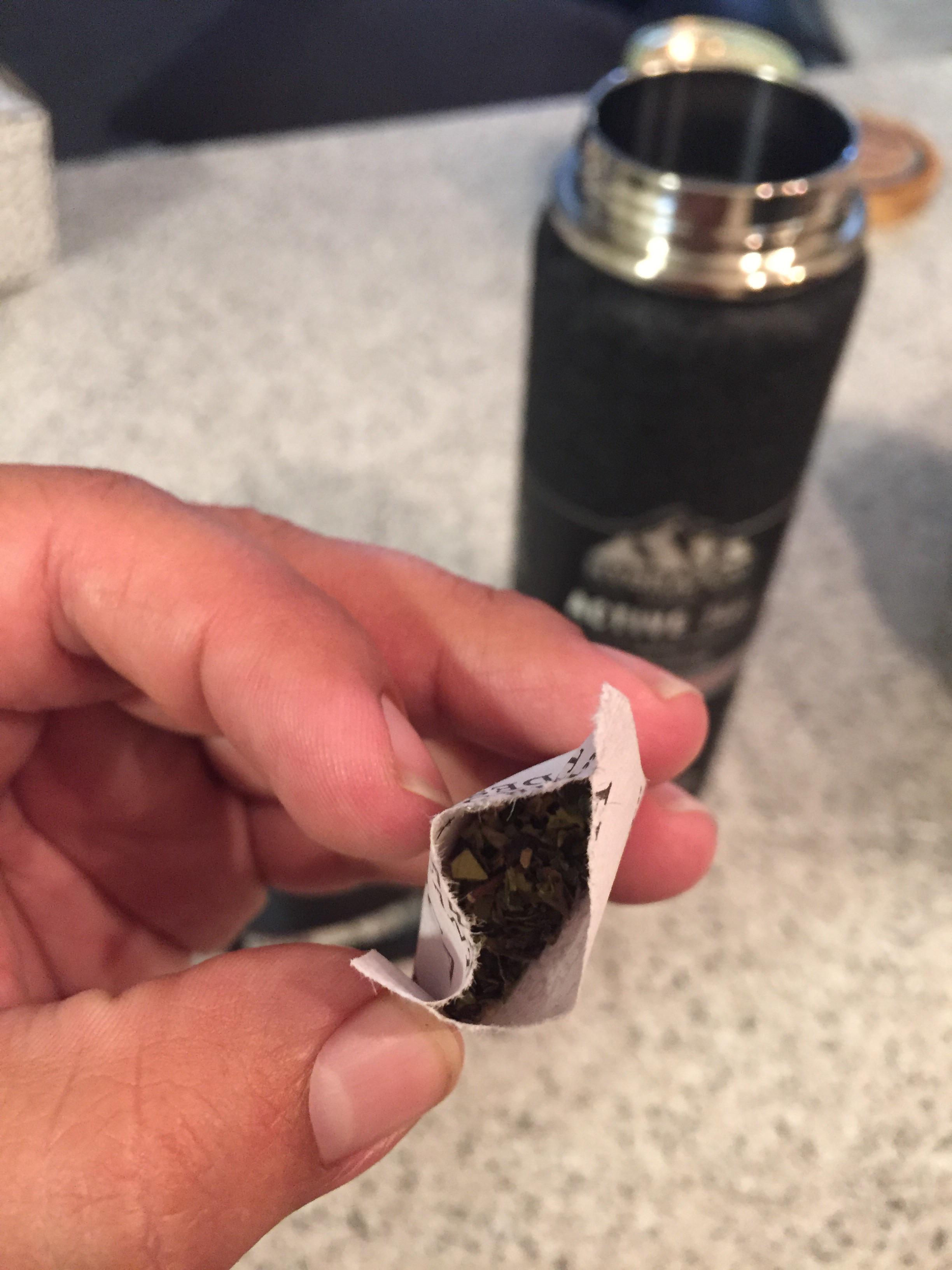 This “silica gel” packet inside of my new water bottle is actually tea