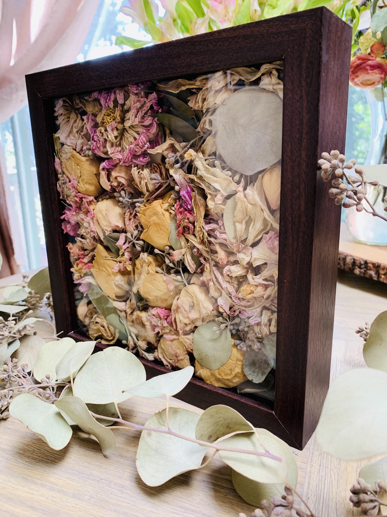 Thanks to everyone who suggested a shadowbox to put my dried bouquet