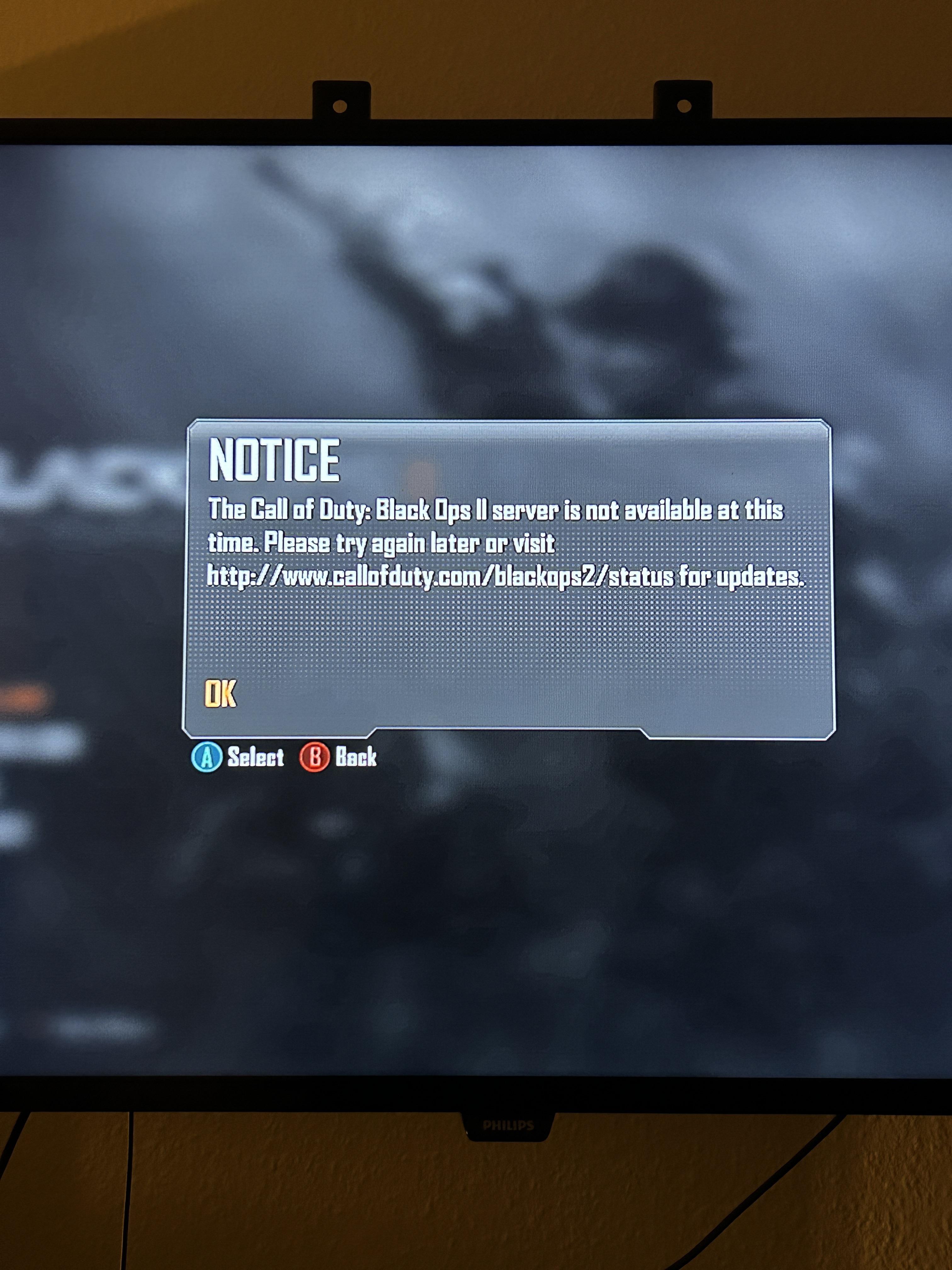 Black ops 2 server is not available at this time r/blackops2