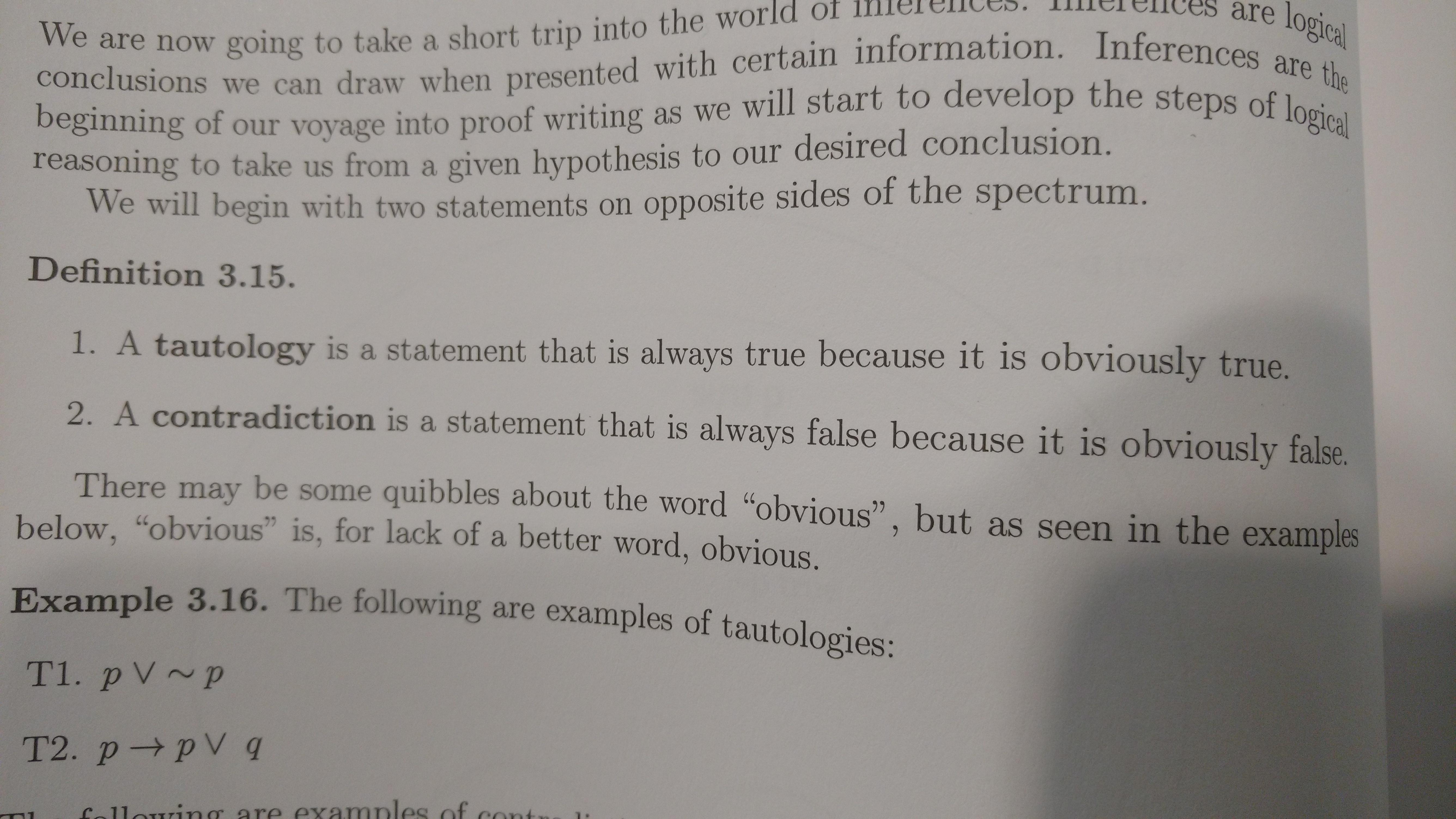 TIL the obvious definition of tautology badmathematics