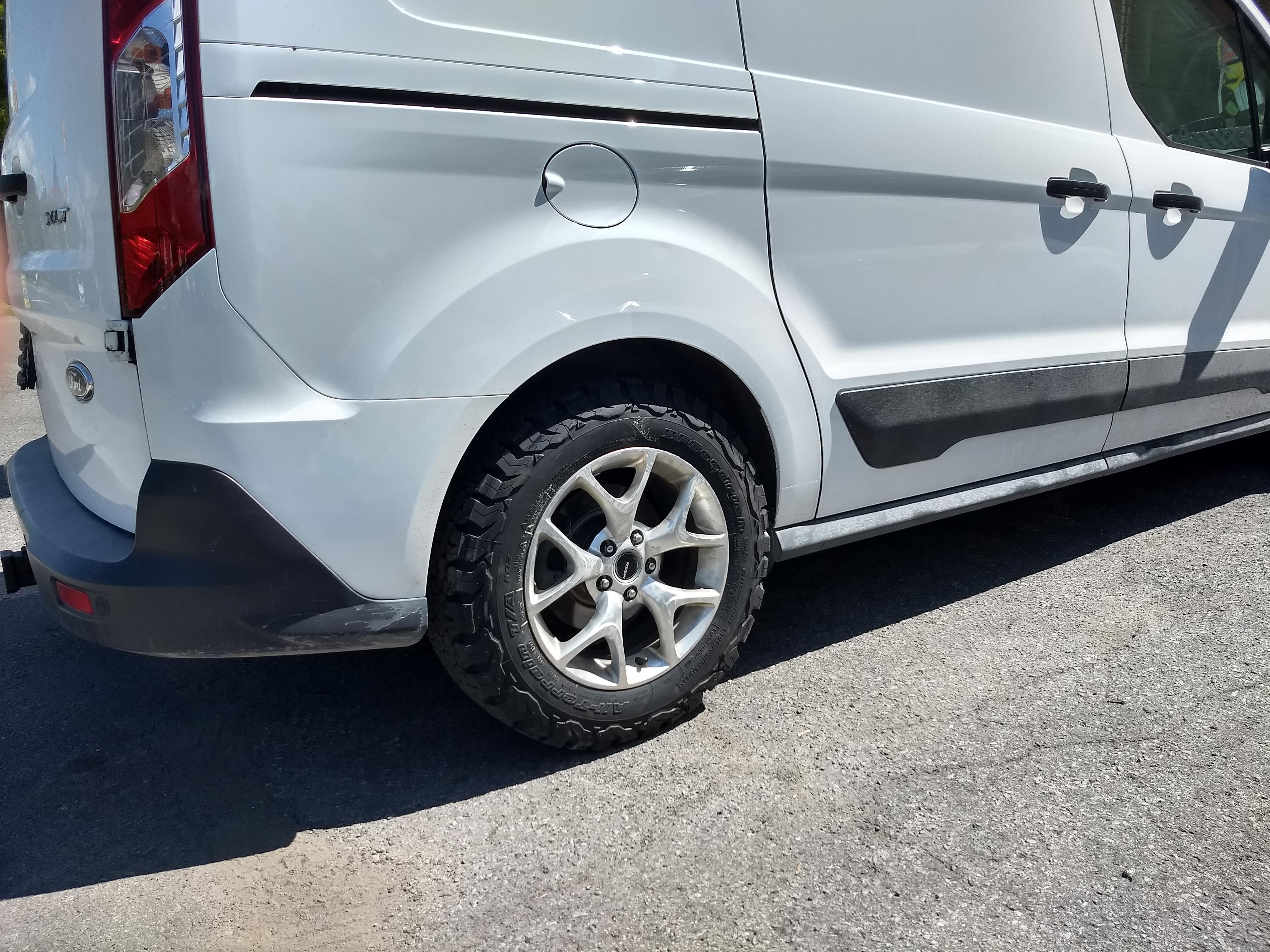 I also acquired oversized offroad tires. This on a 2015 transit connect