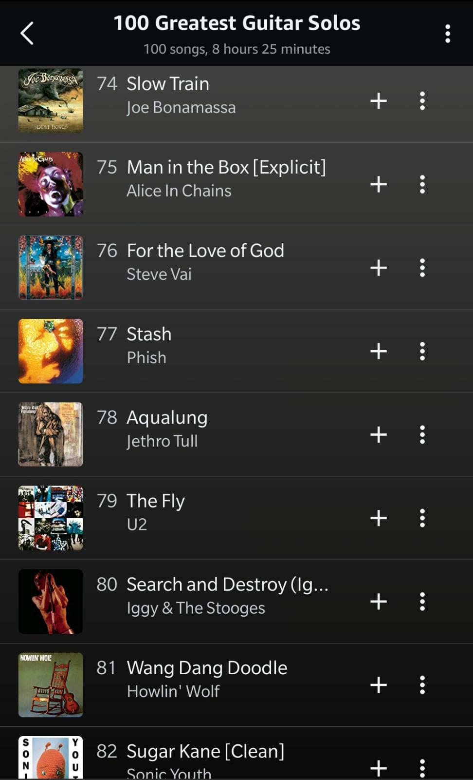 Studio version "Stash" is number 77 on Amazon Music's "100 greatest guitar solos" playlist! r