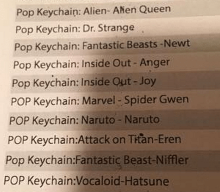 Pop Keychains (From Gamestop list) r/funkopop