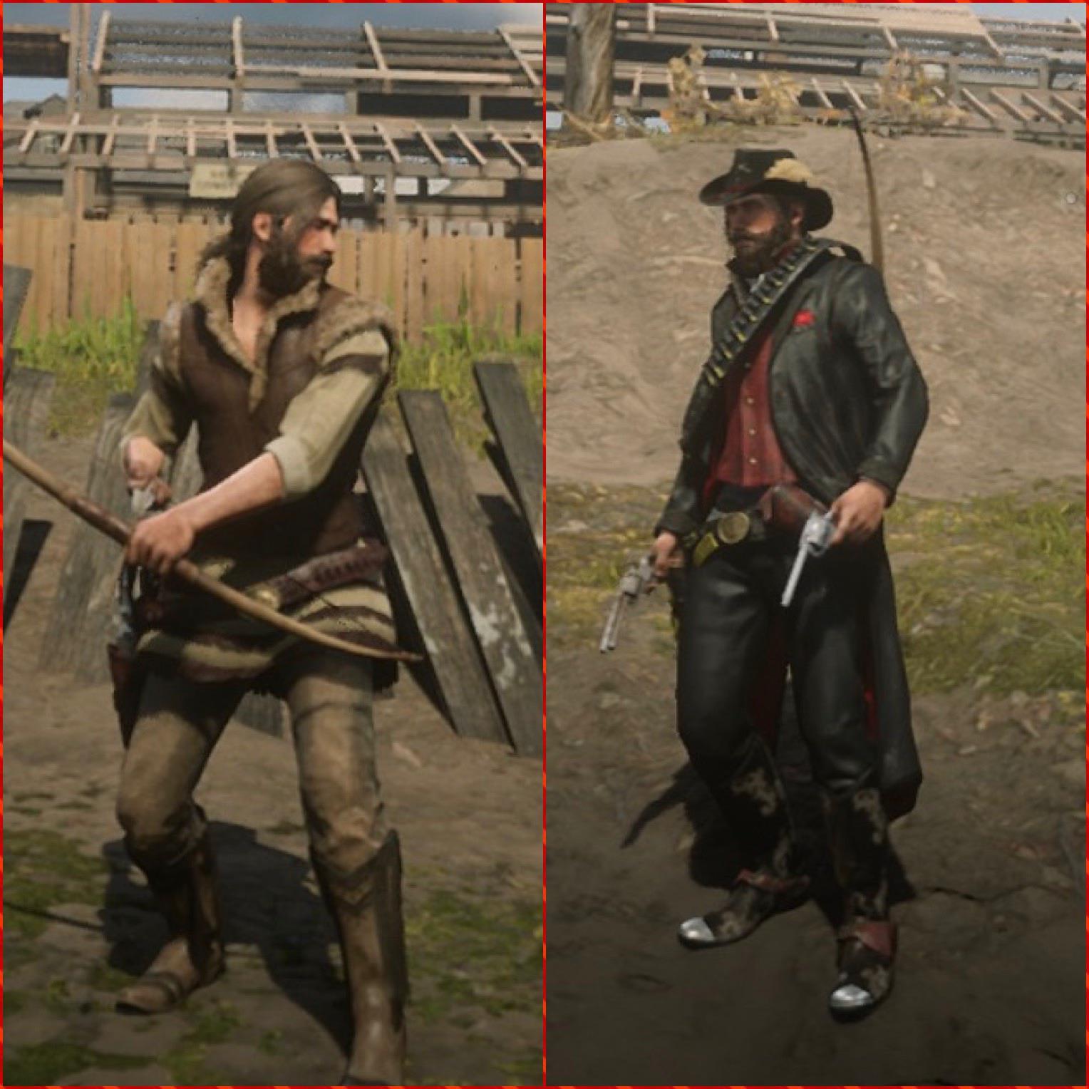 My two new outfits, left is Viking style, right is my new fancy bounty