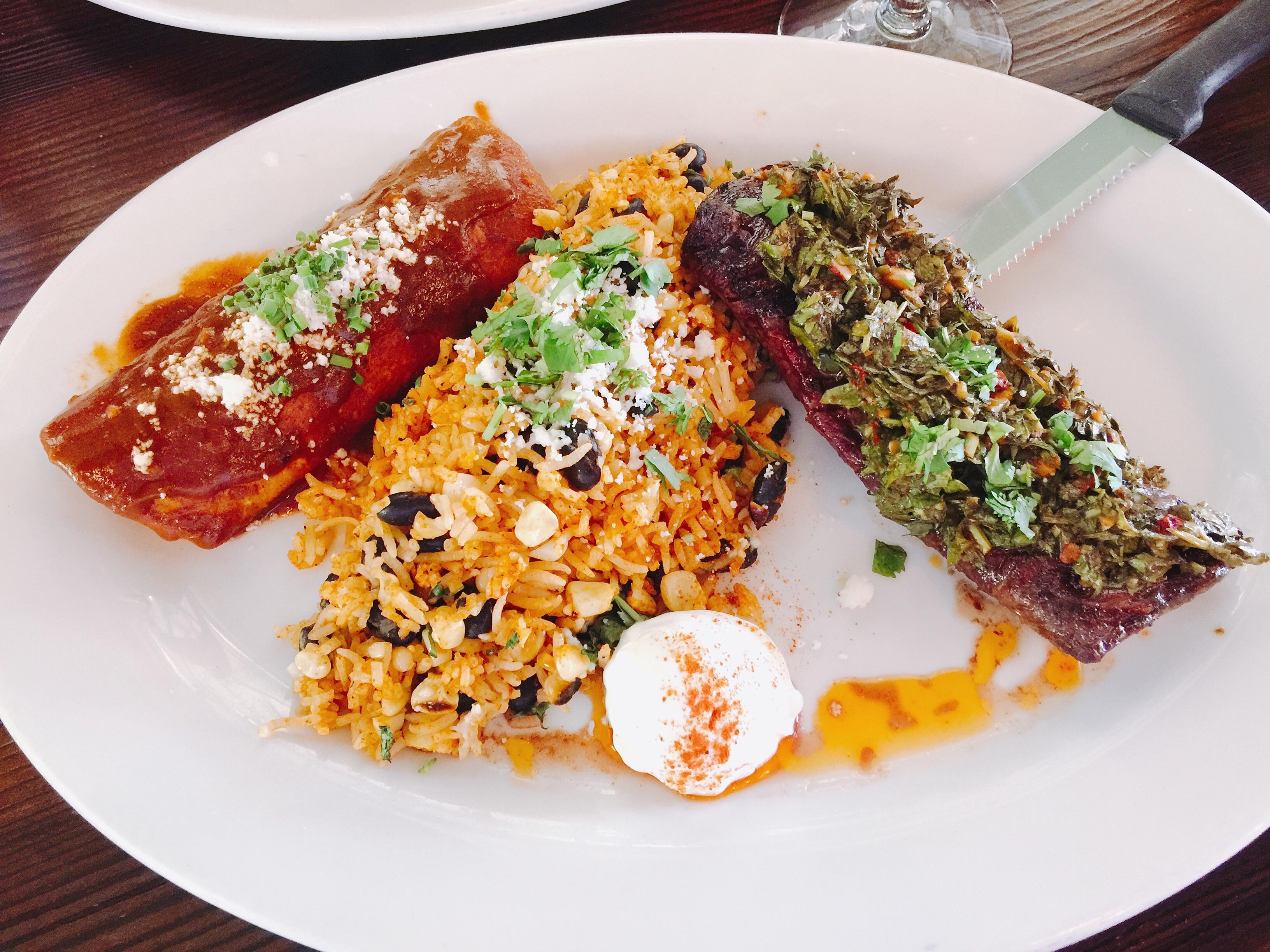 [I ate] Skirt steak with enchiladas and madre rice r/food