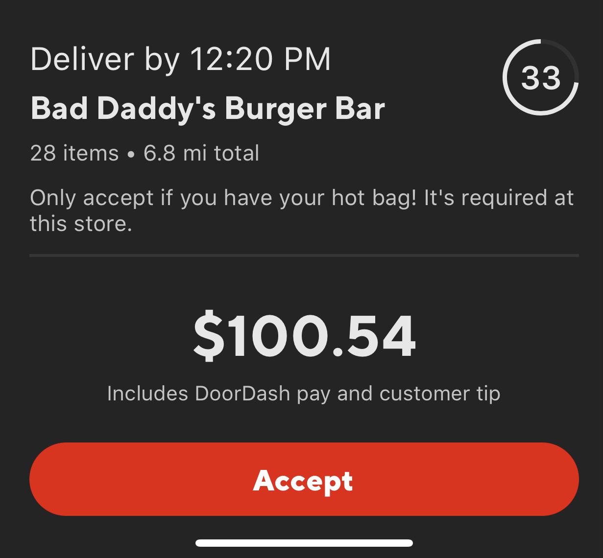 My first 100 order 🤤 doordash_drivers