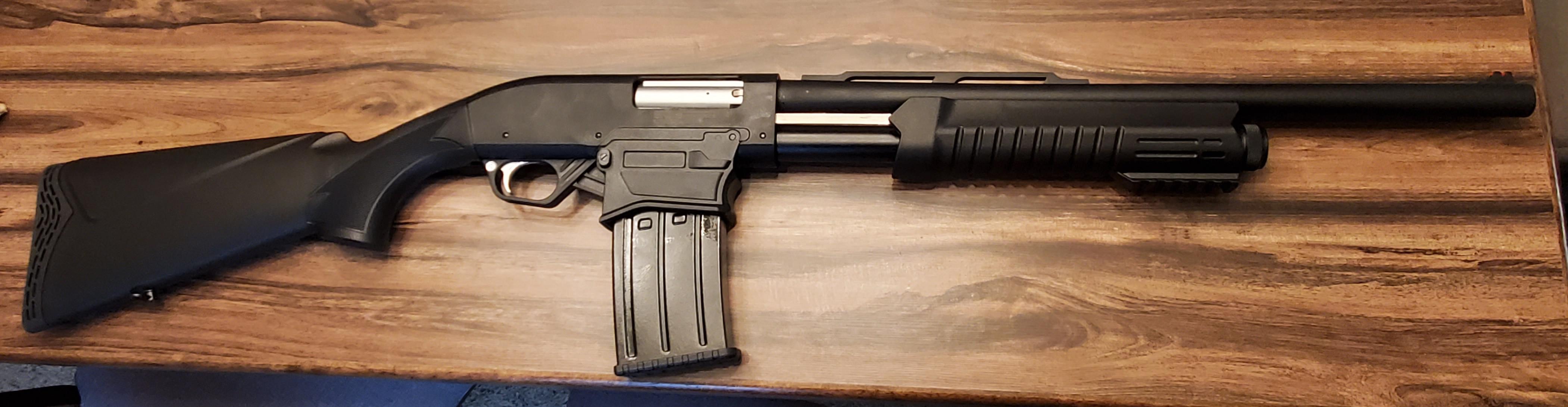 First shotgun. SDS Imports MFPA (Mag Fed Pump Action). Turkish import