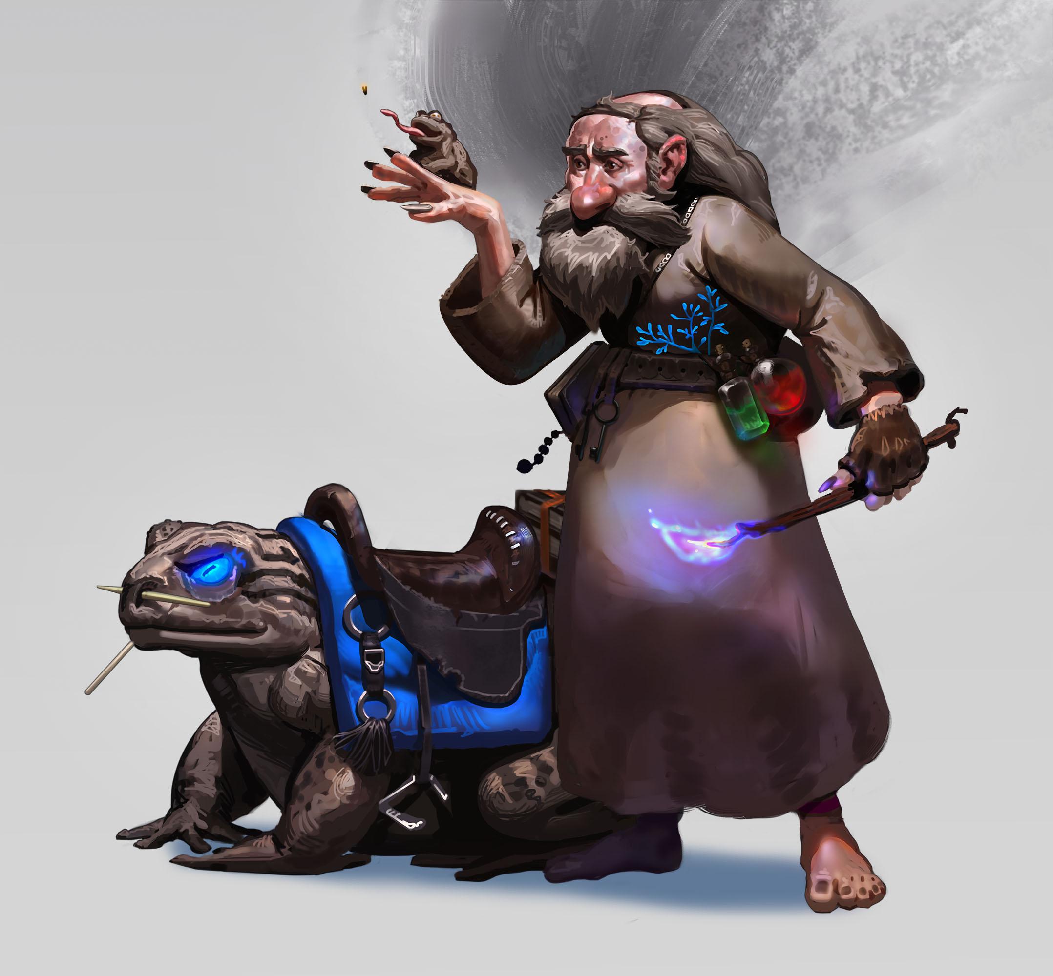 [OC] Gnome Wizard and Frog r/characterdrawing