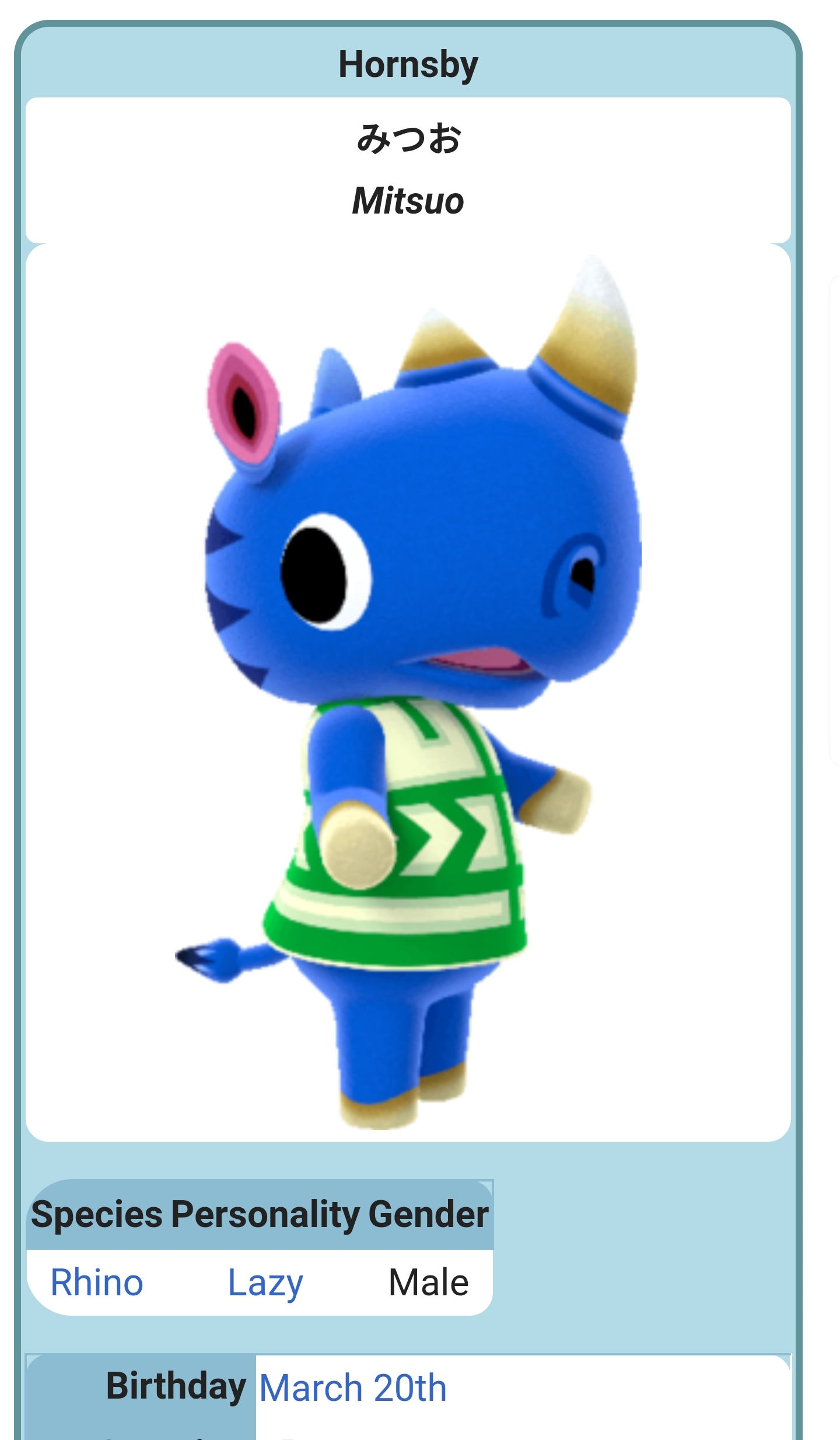 Hornsby's birthday is the same day Animal Crossing New Horizons comes out D r/ac_newhorizons