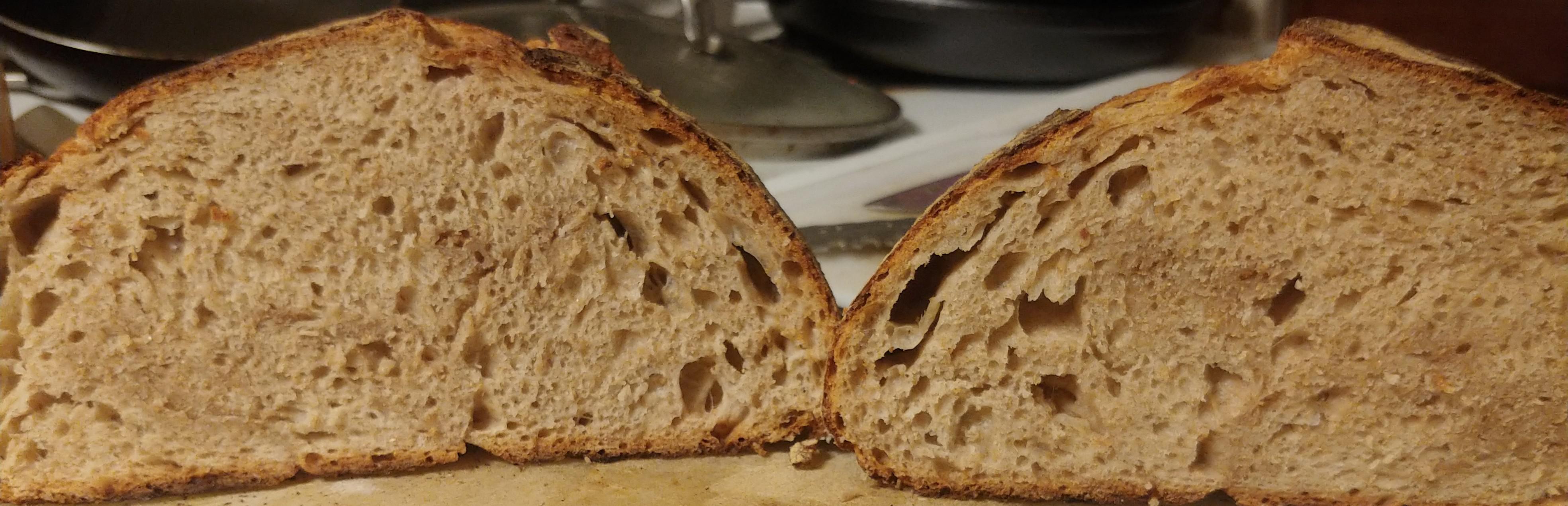 1st time using a dutch oven. Slightly burnt outside slightly underdone