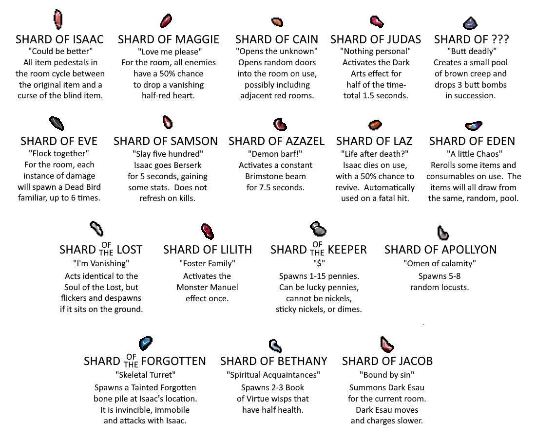Soul shards my concept to parallel rune shards. r/bindingofisaac
