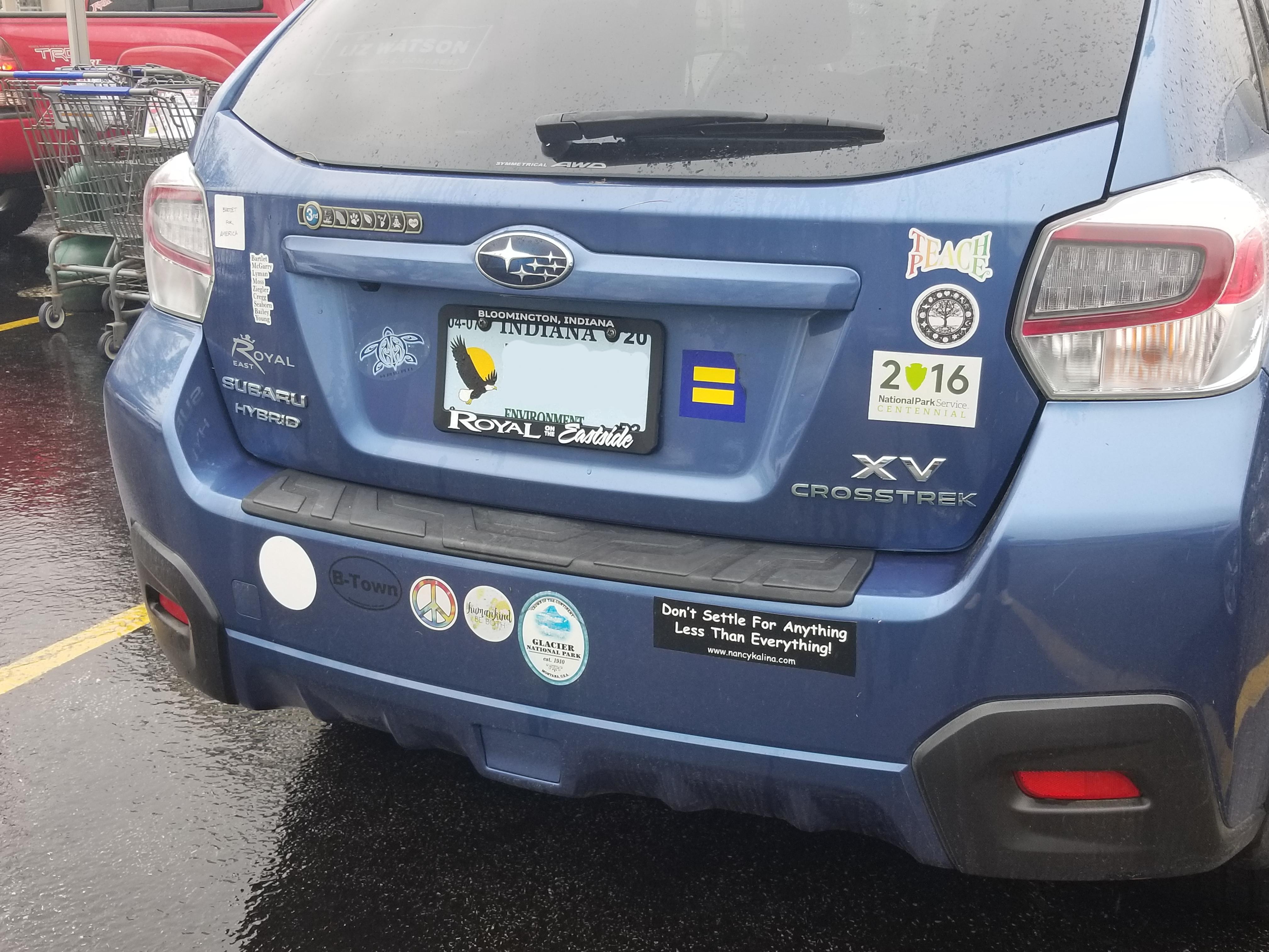 I see your Indiana bumper stickers and raise you a Bloomington spotting