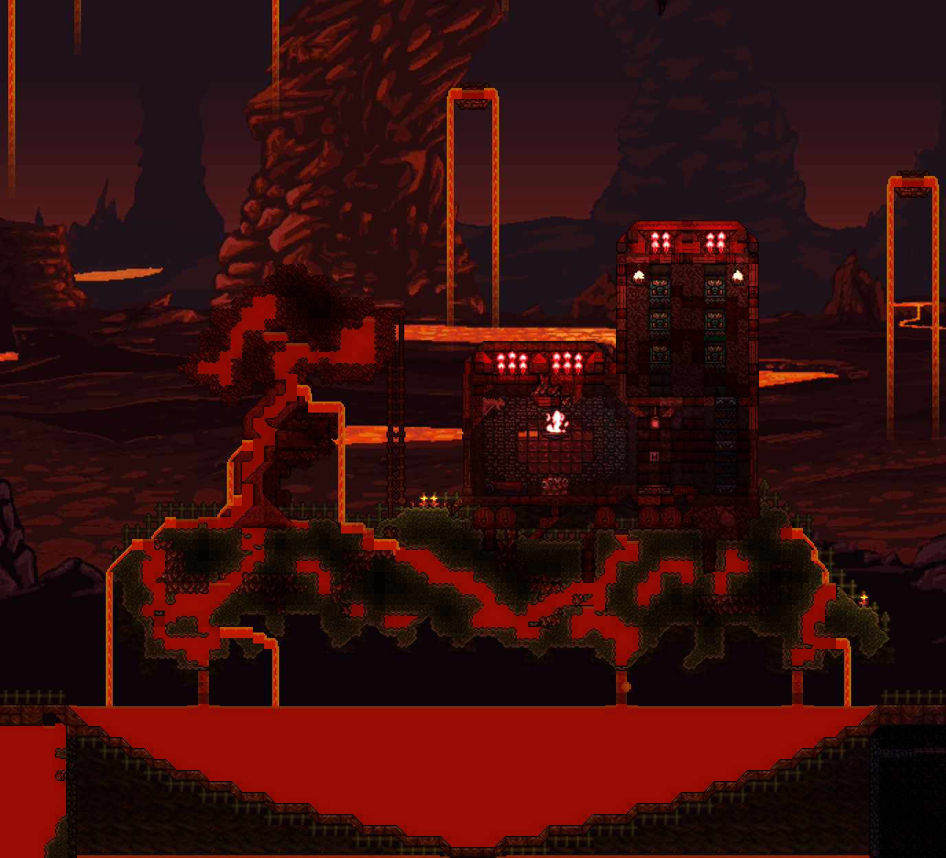 Underworld Castle A build using Chad's Furniture r/Terraria