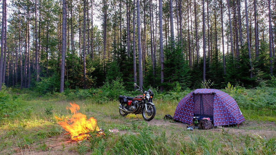 My solo moto camp trip last summer on my ‘76 Honda CB750. Just outside