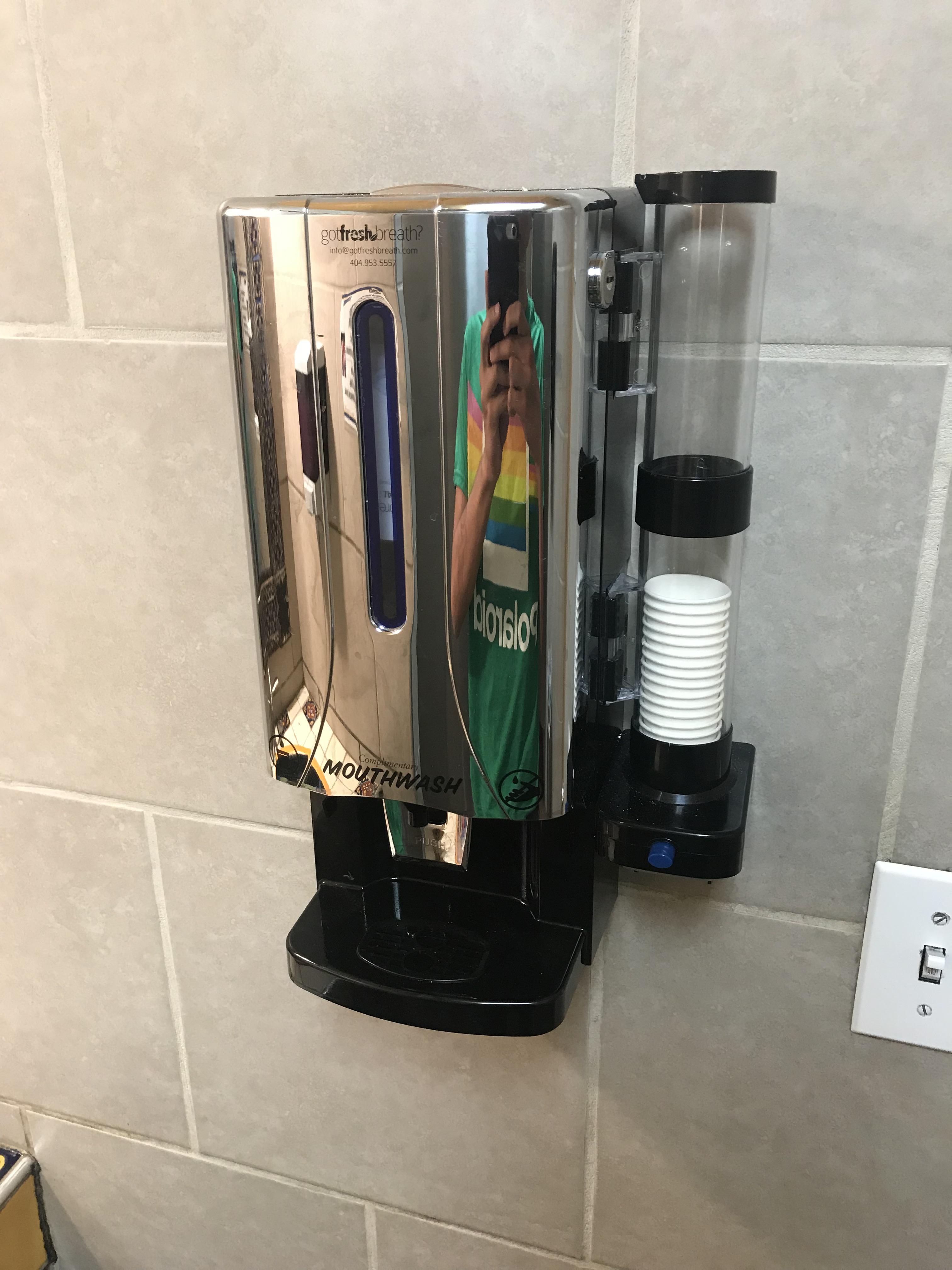 This mouthwash dispenser in a restaurant bathroom r/mildlyinteresting