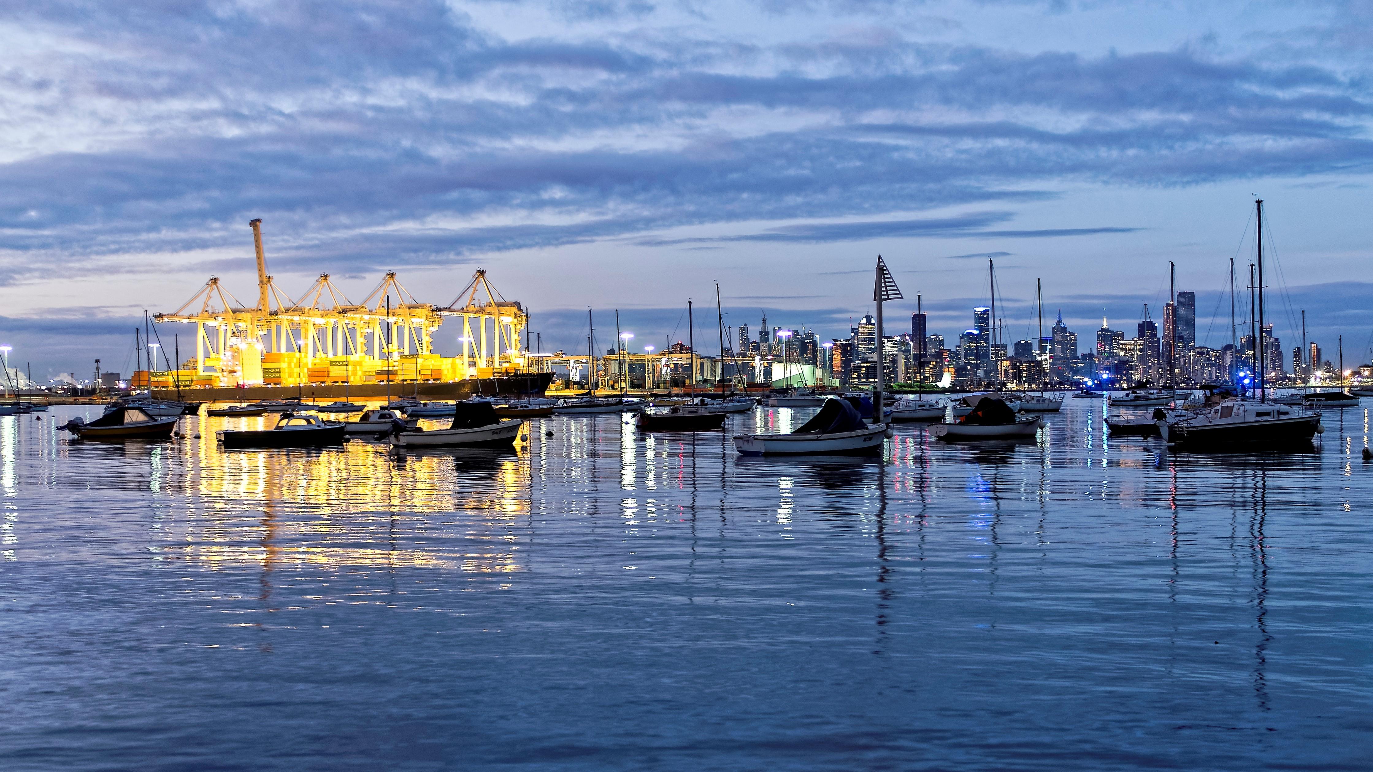 Looking towards Melbourne CBD from Williamstown, Sunday evening. The