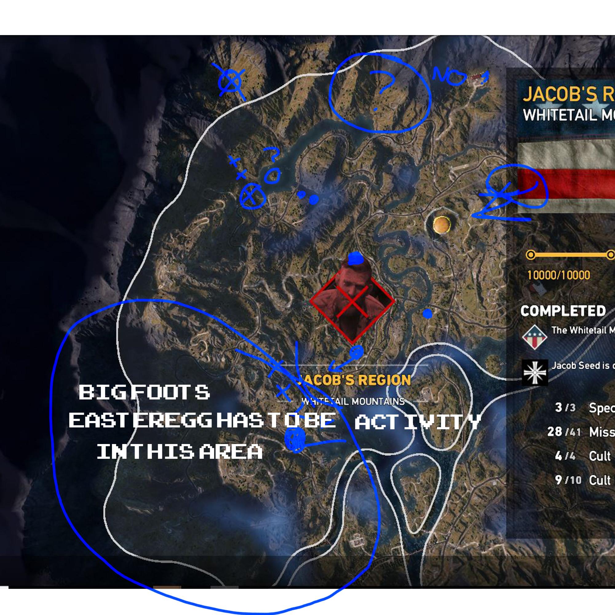 I think I might've found the general location of bigfoot? (used the