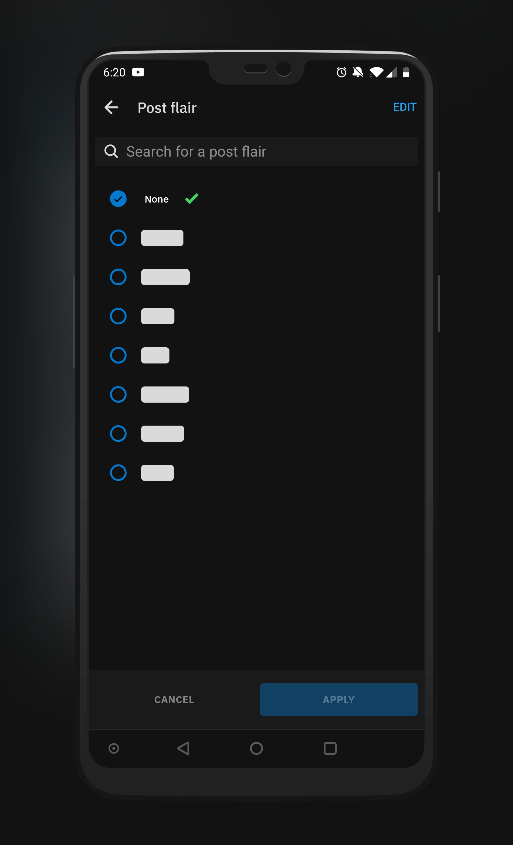 [Reddit official mobile app] Can't read post flair with night mode on