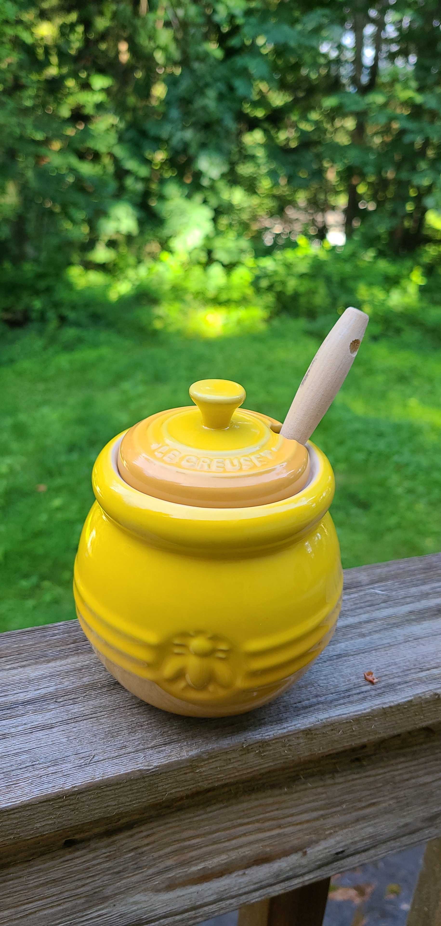 Brand new Le Creuset honey pot. 12.99 at my local GW. r/ThriftStoreHauls