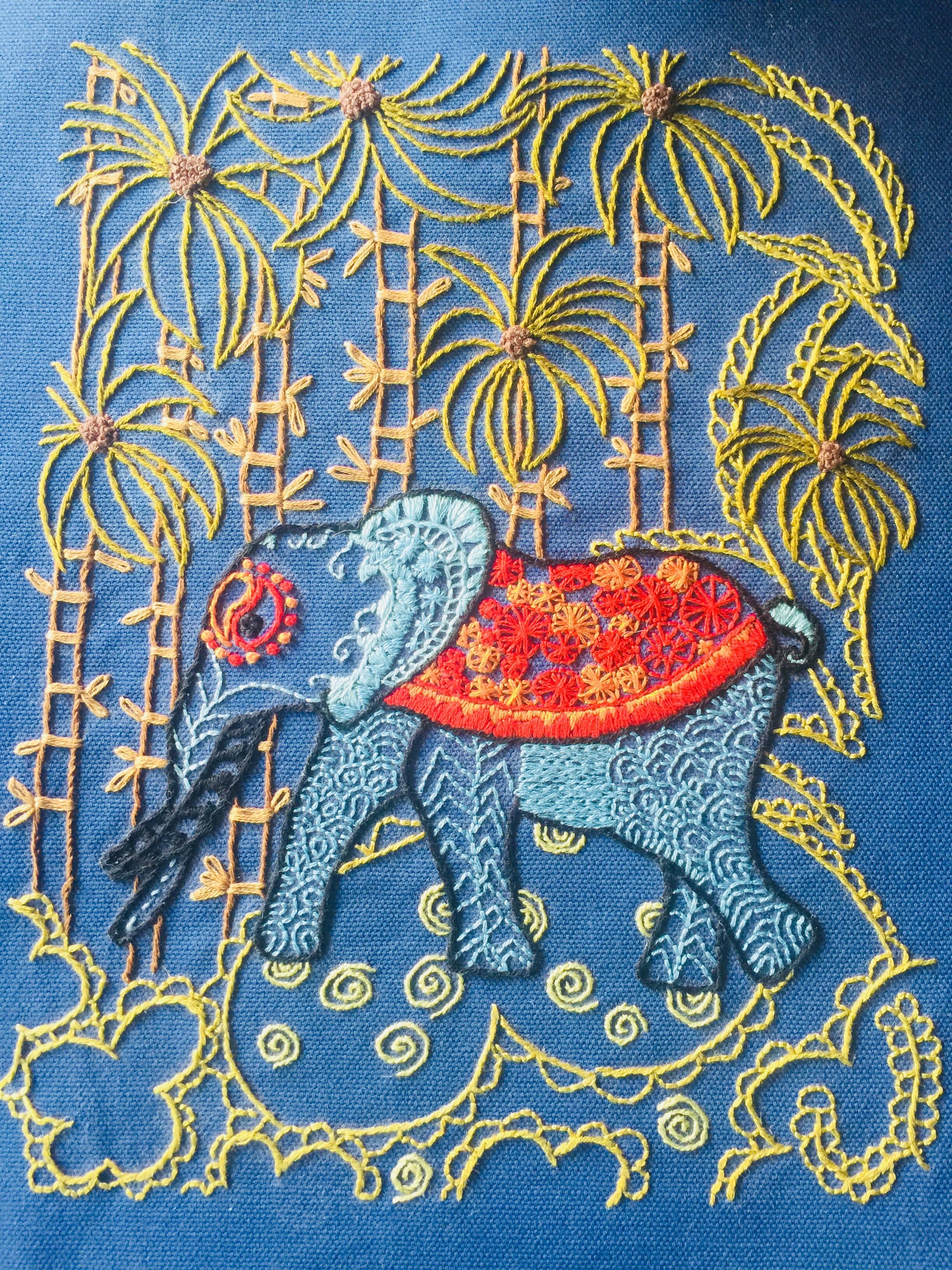 Elephant embroidery on canvas. r/Embroidery