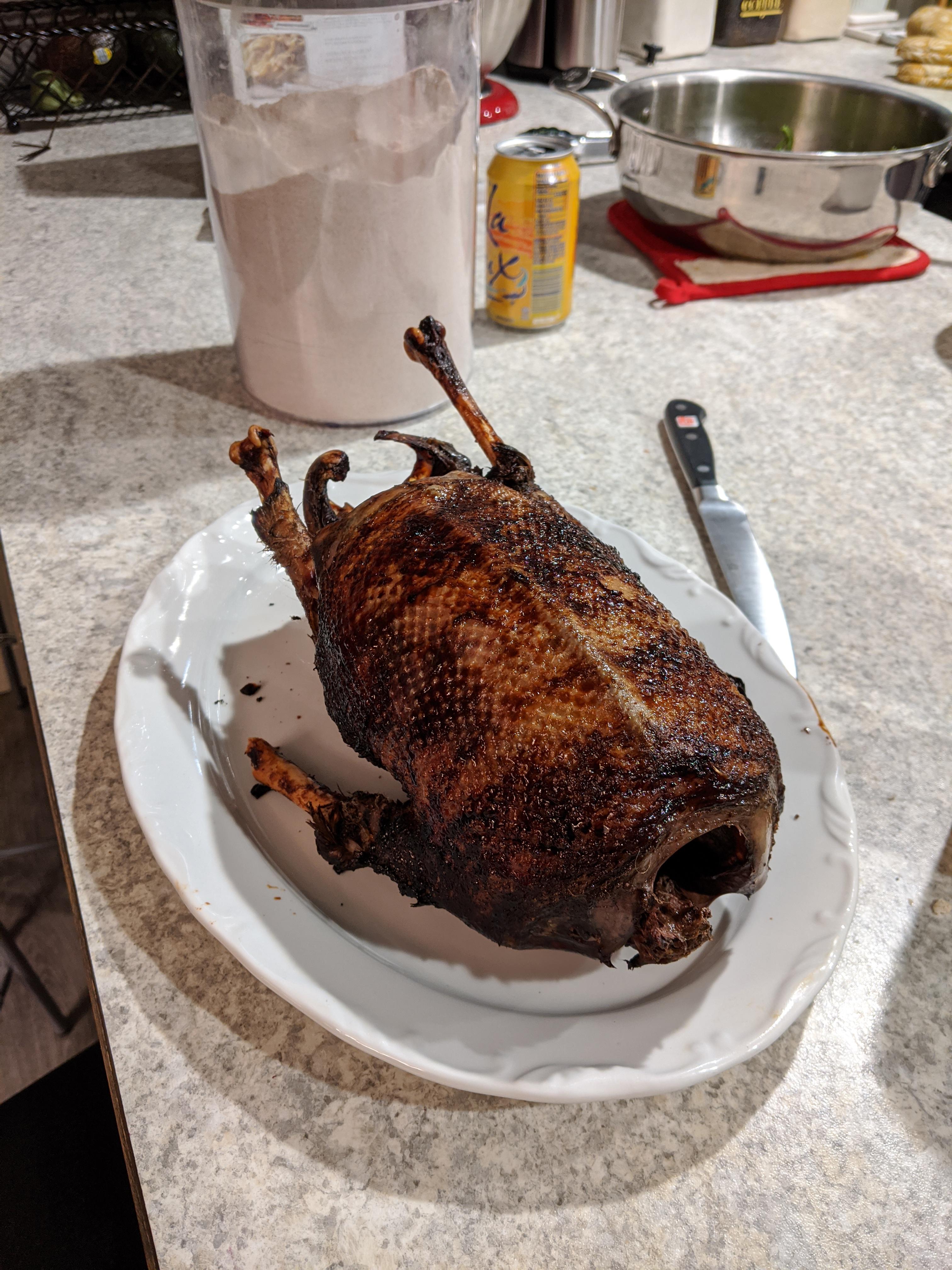 I present to you Overcooked rotisserie goose! r/Hunting
