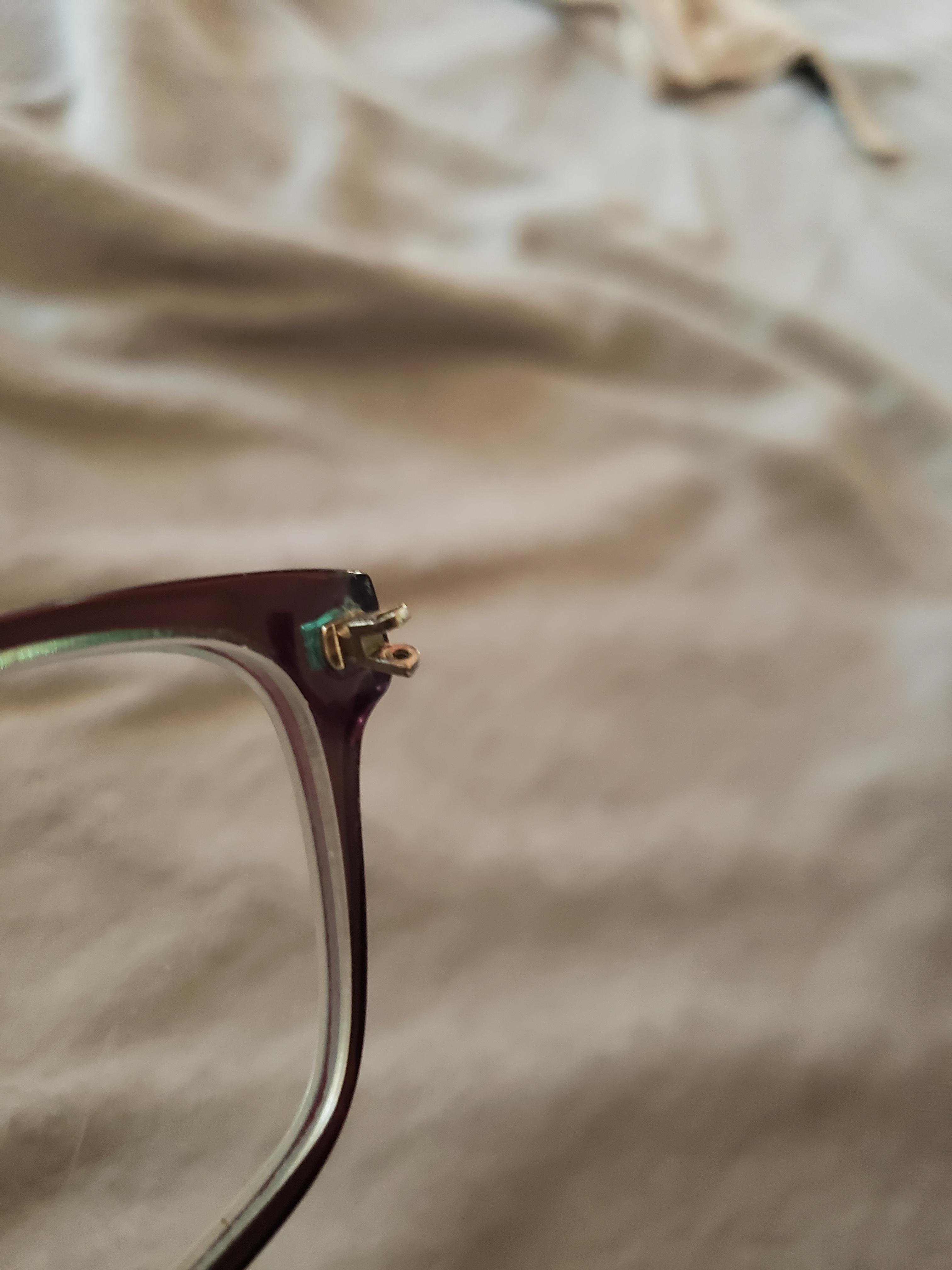 The hinge on my glasses bent outwards, how can I fix this or is there a
