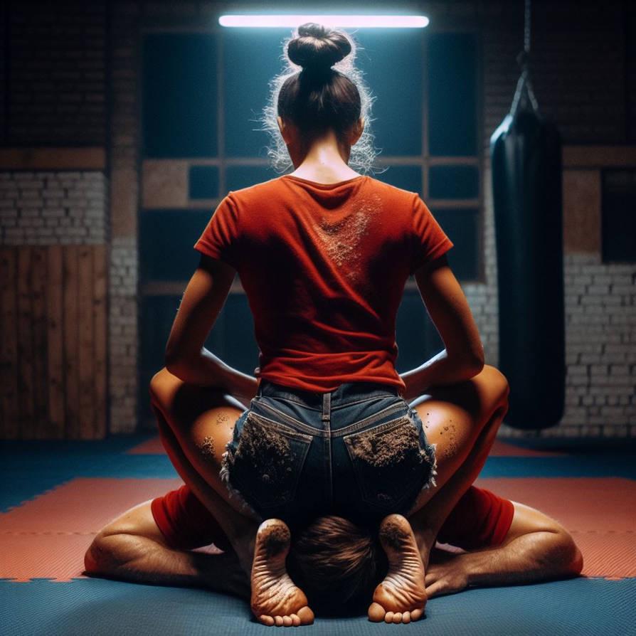 Red Shirt Facesitting (and AI creation by naboot21) : nonnudefacesitting