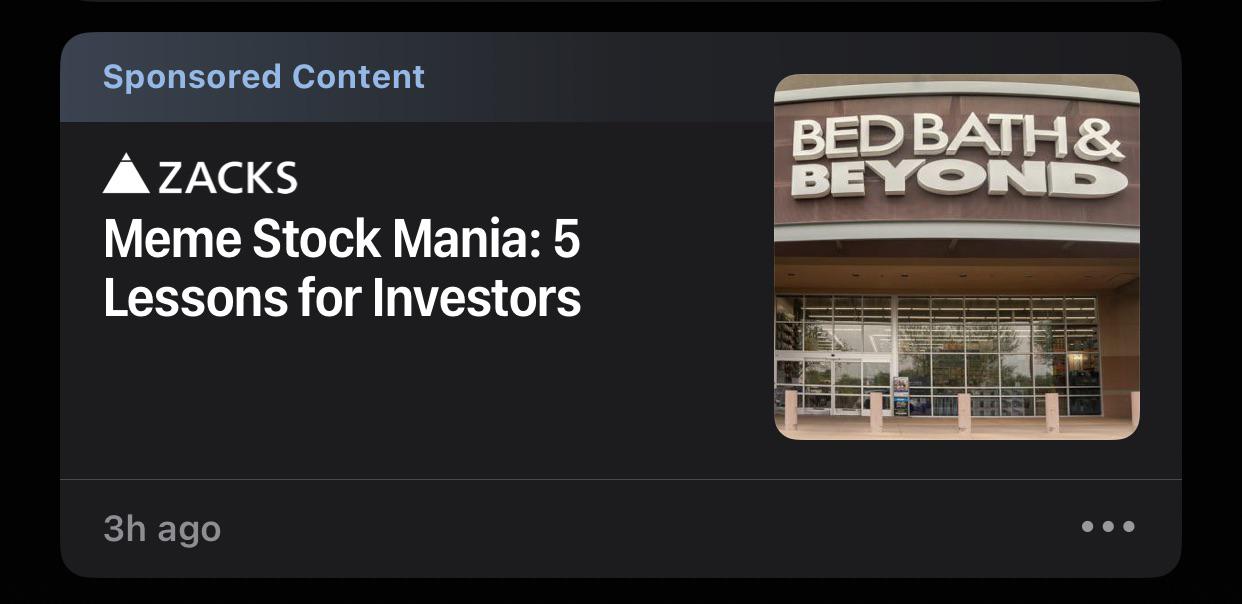 Sponsored content. BBBY picture. If BBBY is going bankrupt anyway