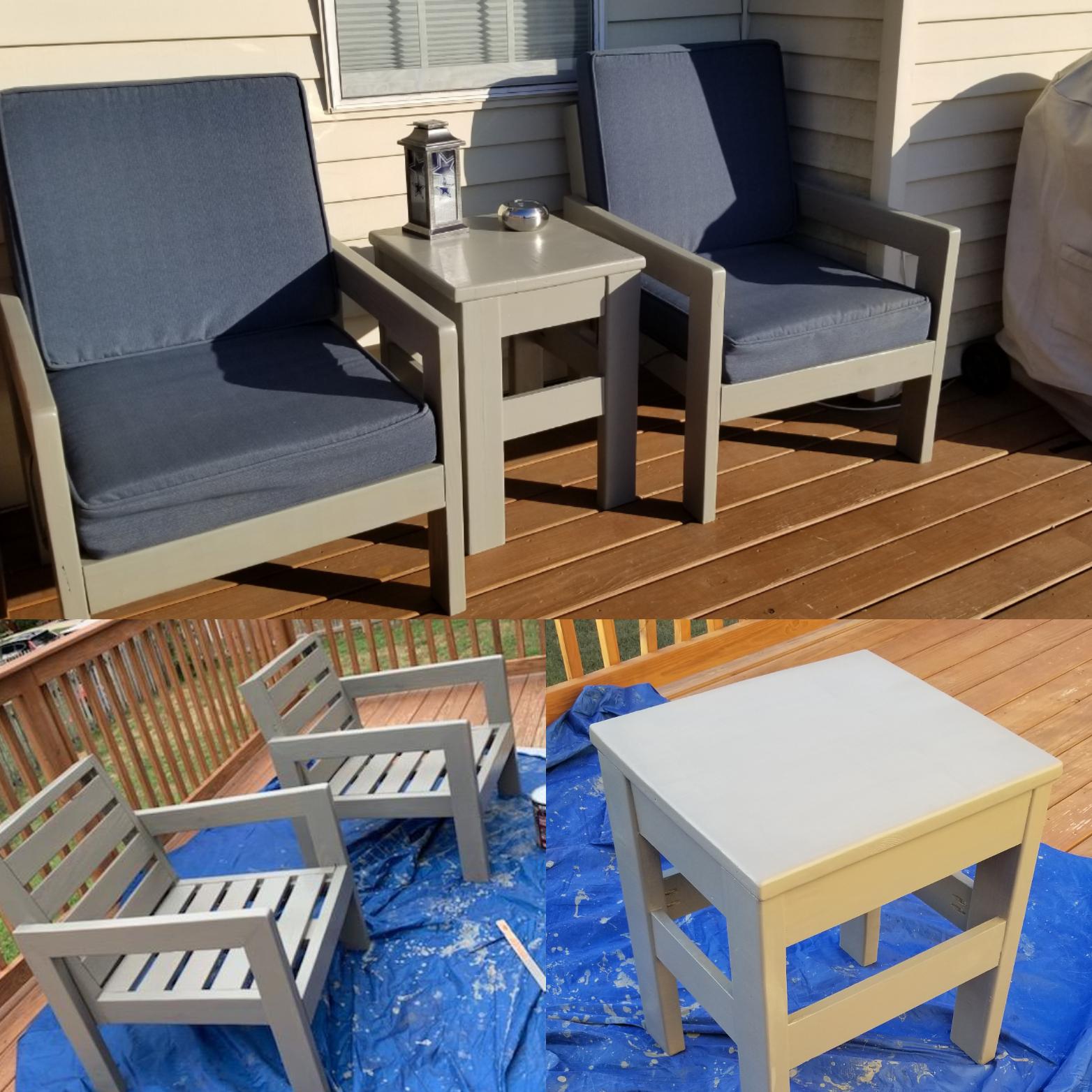 First post and furniture build. The semitransparent weatherproofing