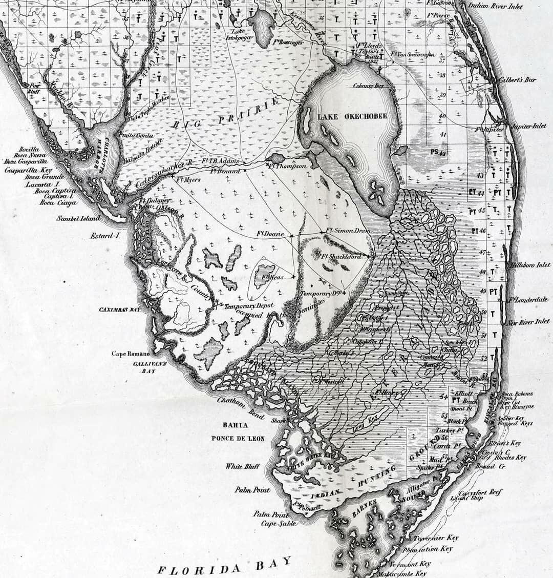 Big Sugar Farm Florida Map 1856 map of Florida before the sugar cane farms florida