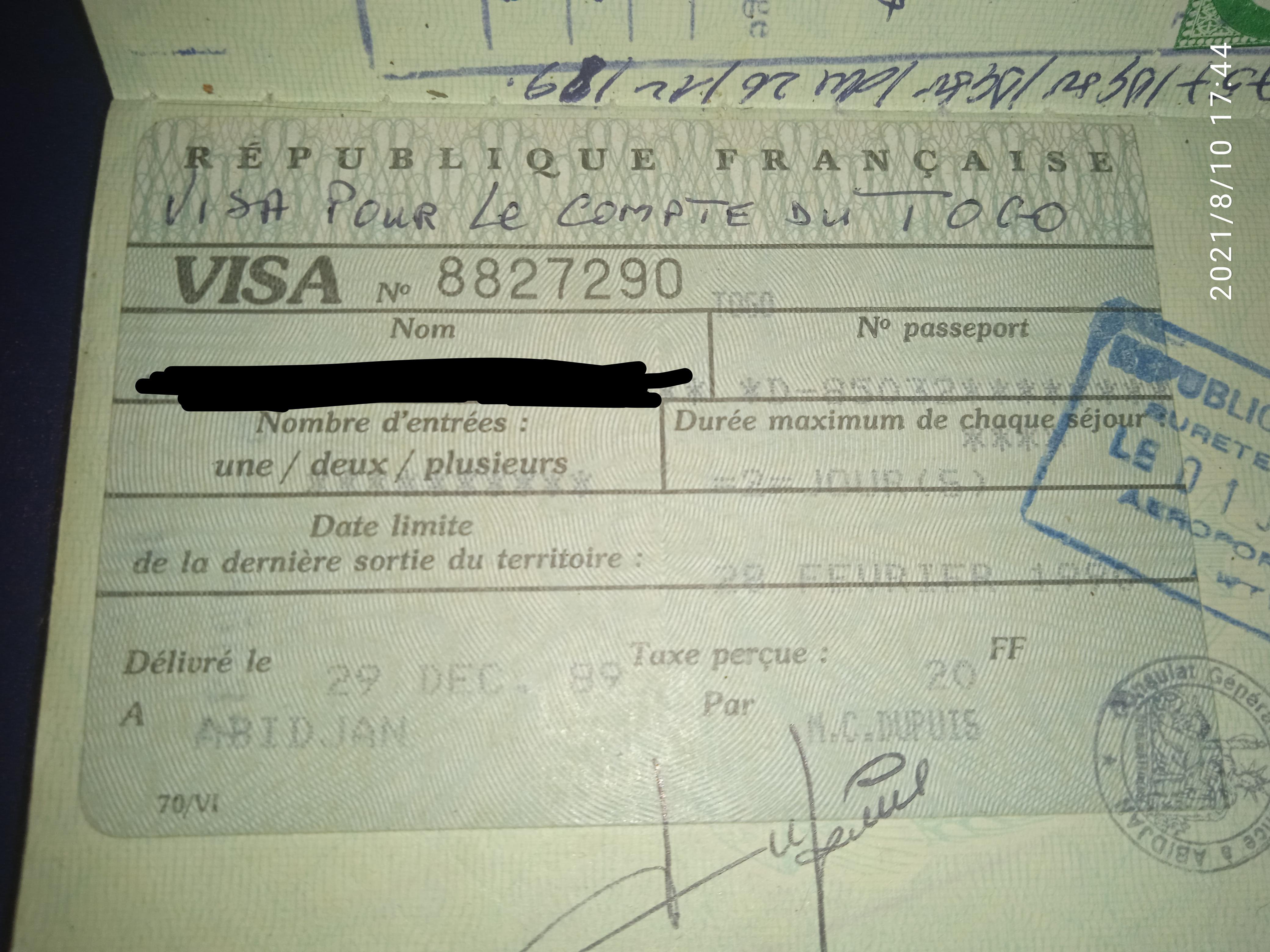 Togo visa on a romanian passport, 1989 r/PassportPorn