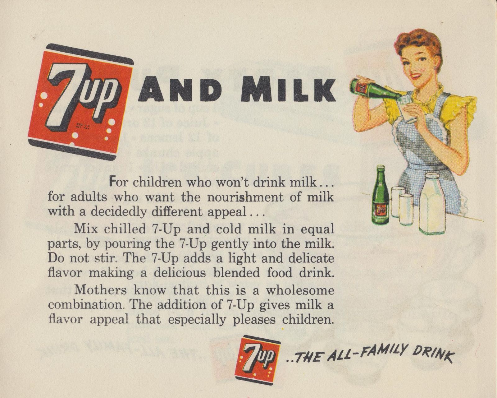7up with milk ad, 1948. r/vintageads
