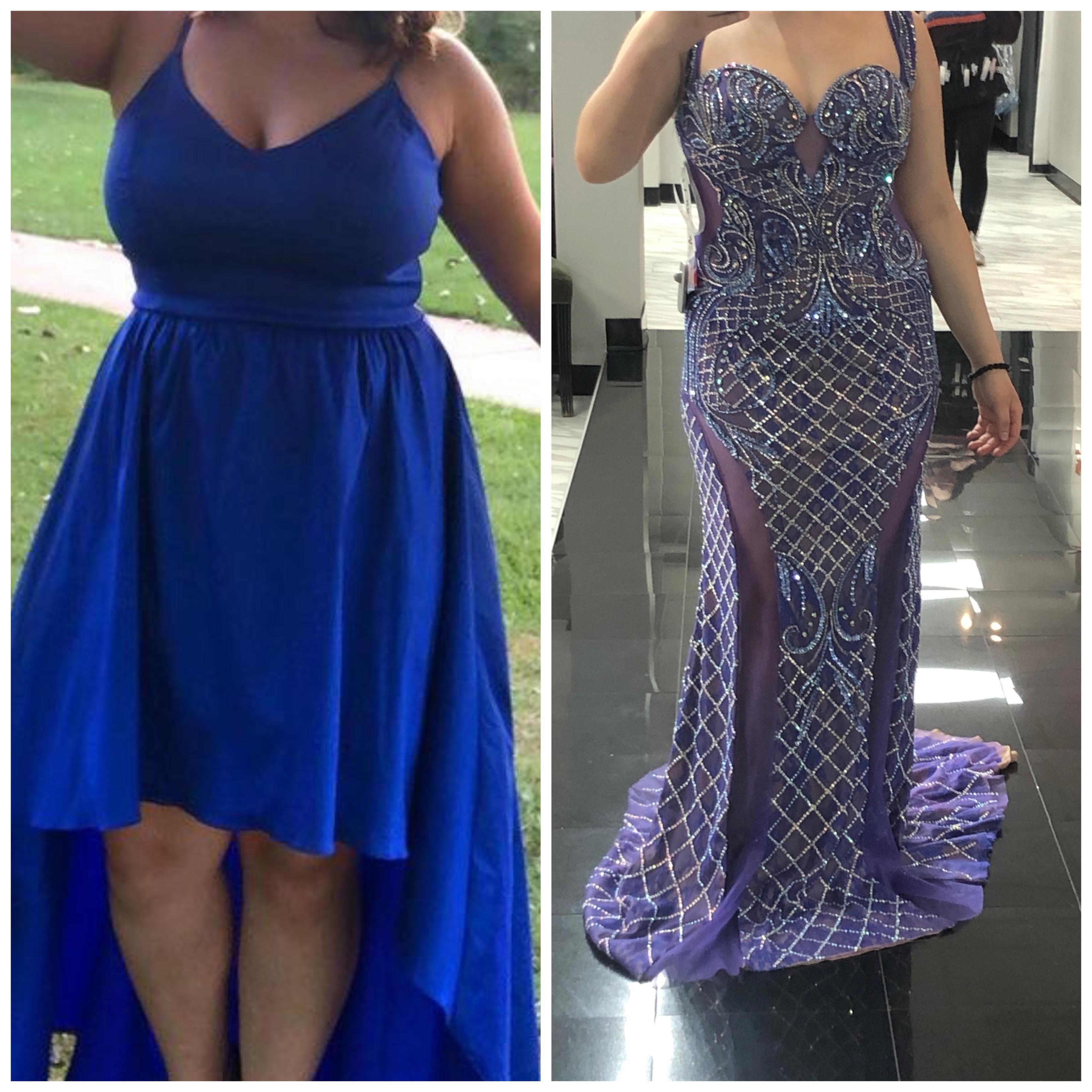 left side is when i was a 34H in one of my dresses. the