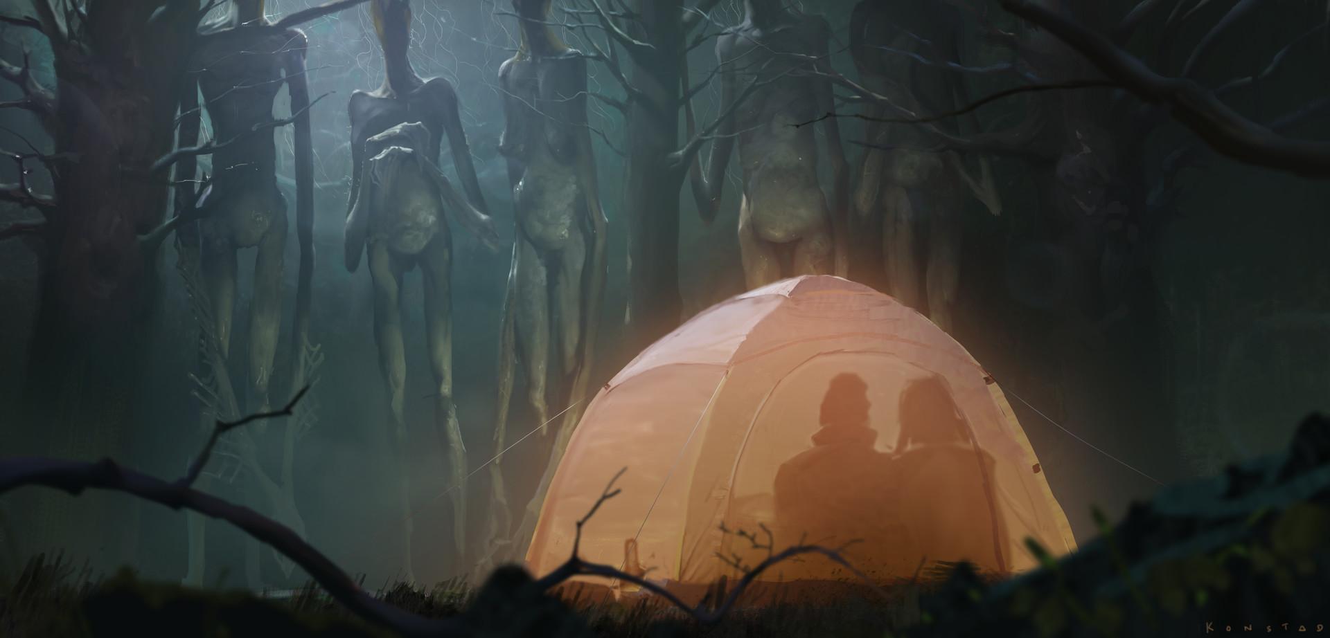 Camping in the woods creepy