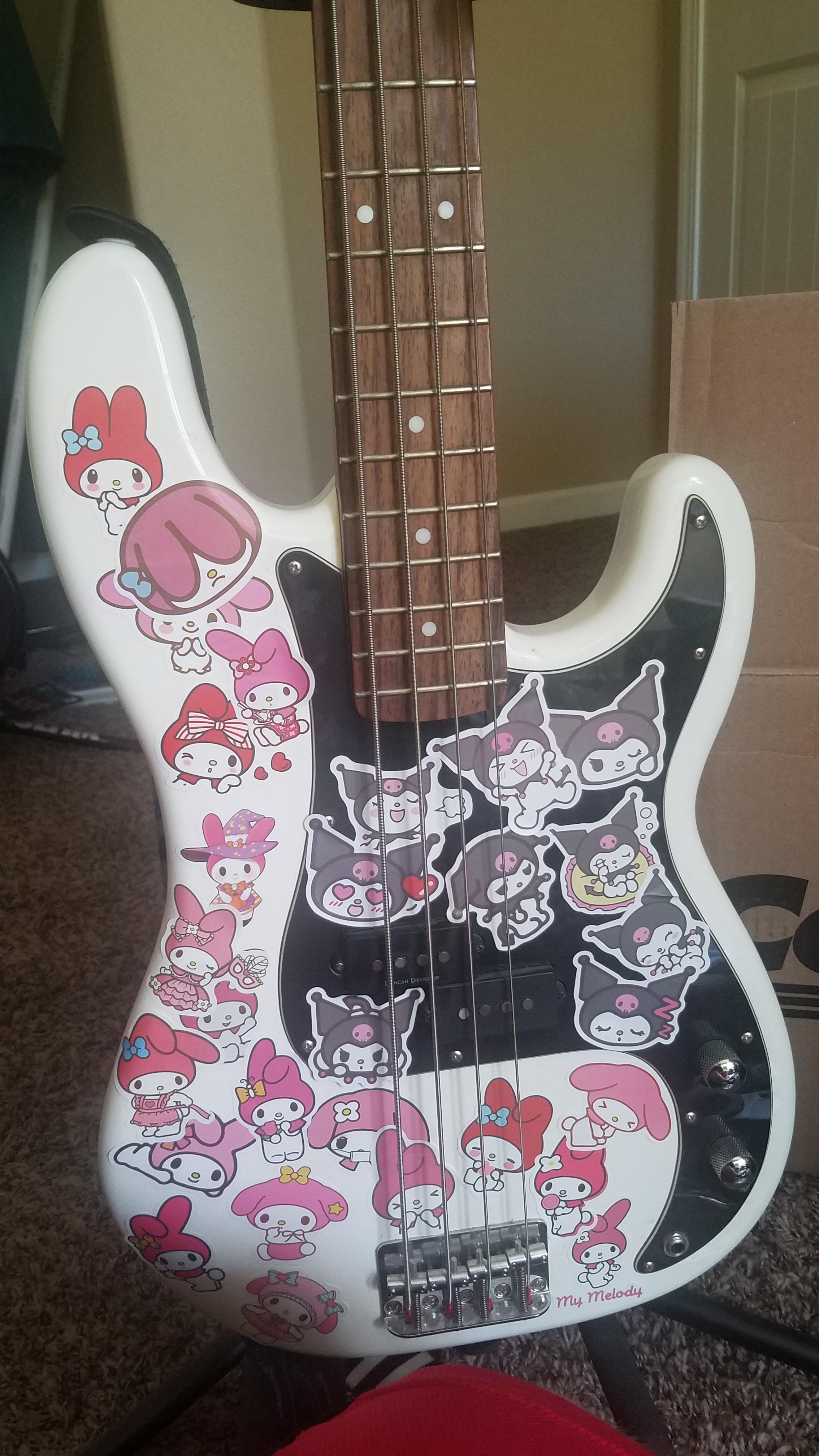 Decorated my bass guitar with stickers. r/sanrio