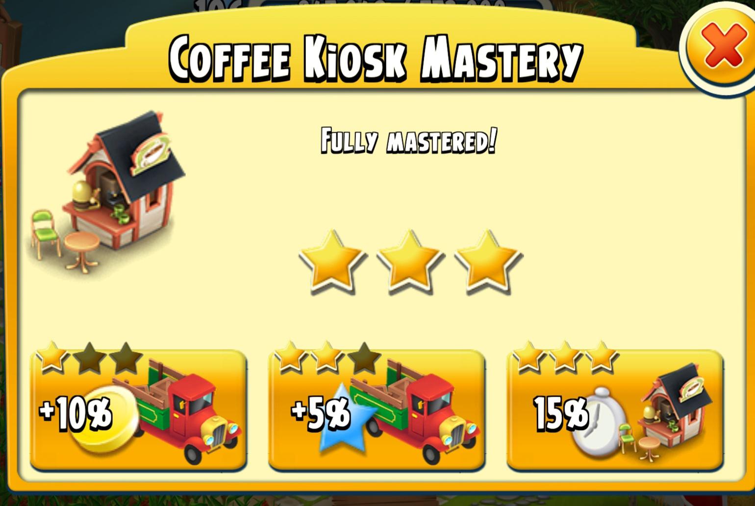 Finallyyyy, Coffee Kiosk Got 3rd 🌟, fully Mastered 🎉 This one took like