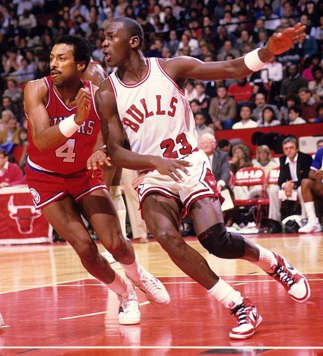 Bulls rookie Michael Jordan, rocking the first edition of Nike’s Air