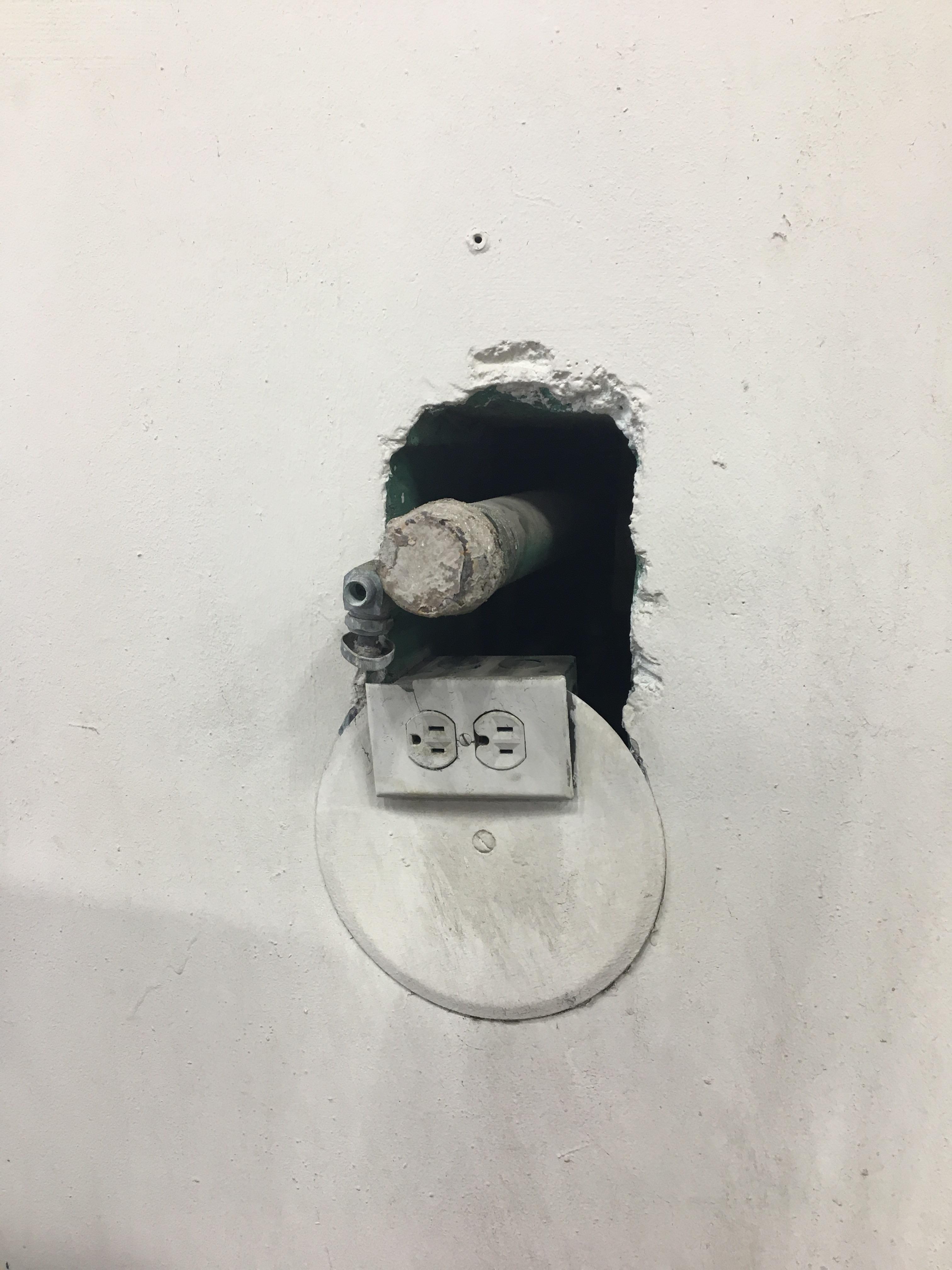 Water and gas line on top of the live outlet r/cablegore