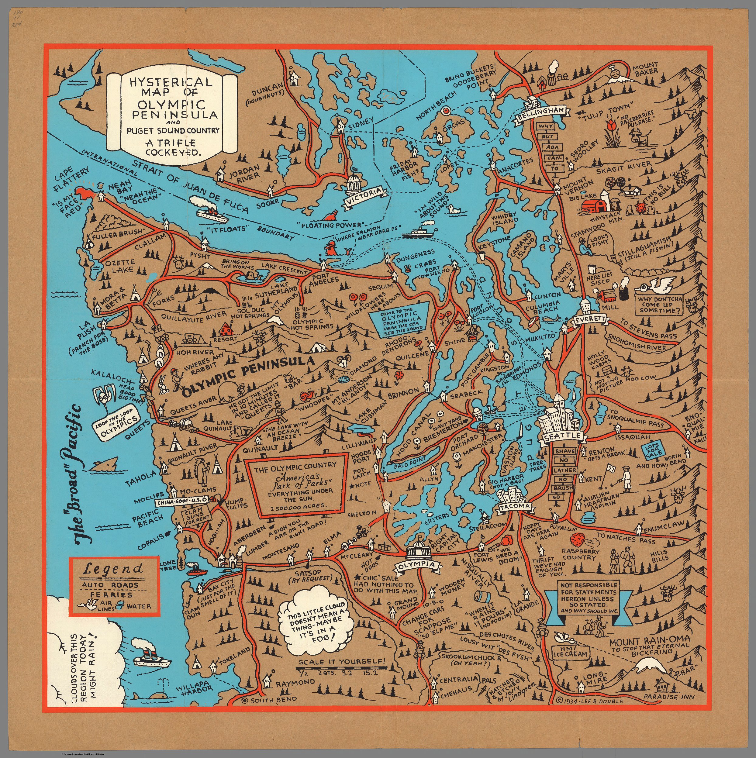 Olympic Peninsula County Map Hysterical Map of Olympic Peninsula (1934)[2487 &times; 2494] MapPorn